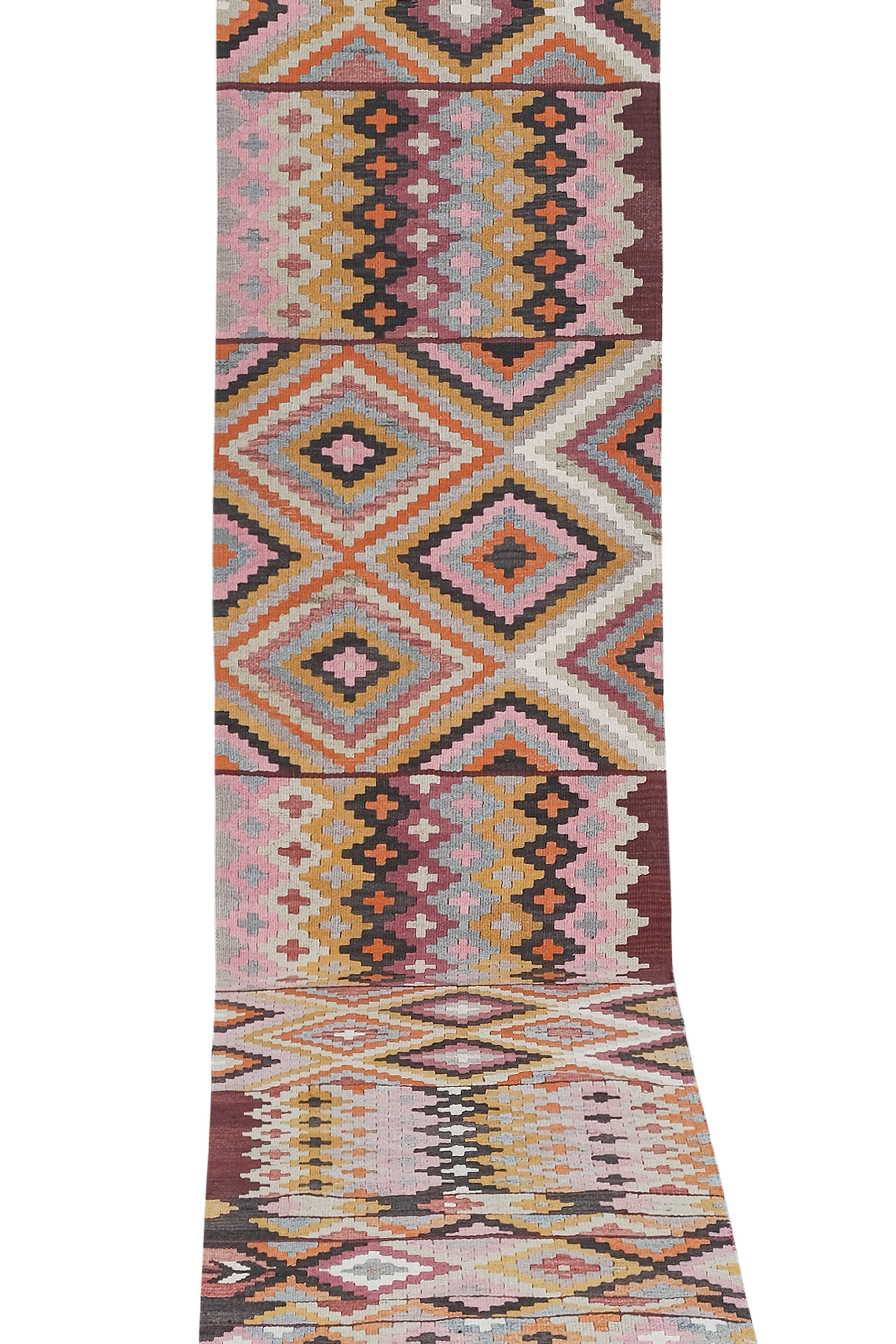 Vintage Turkish Kilim Runner 2'5'' x 15'1''