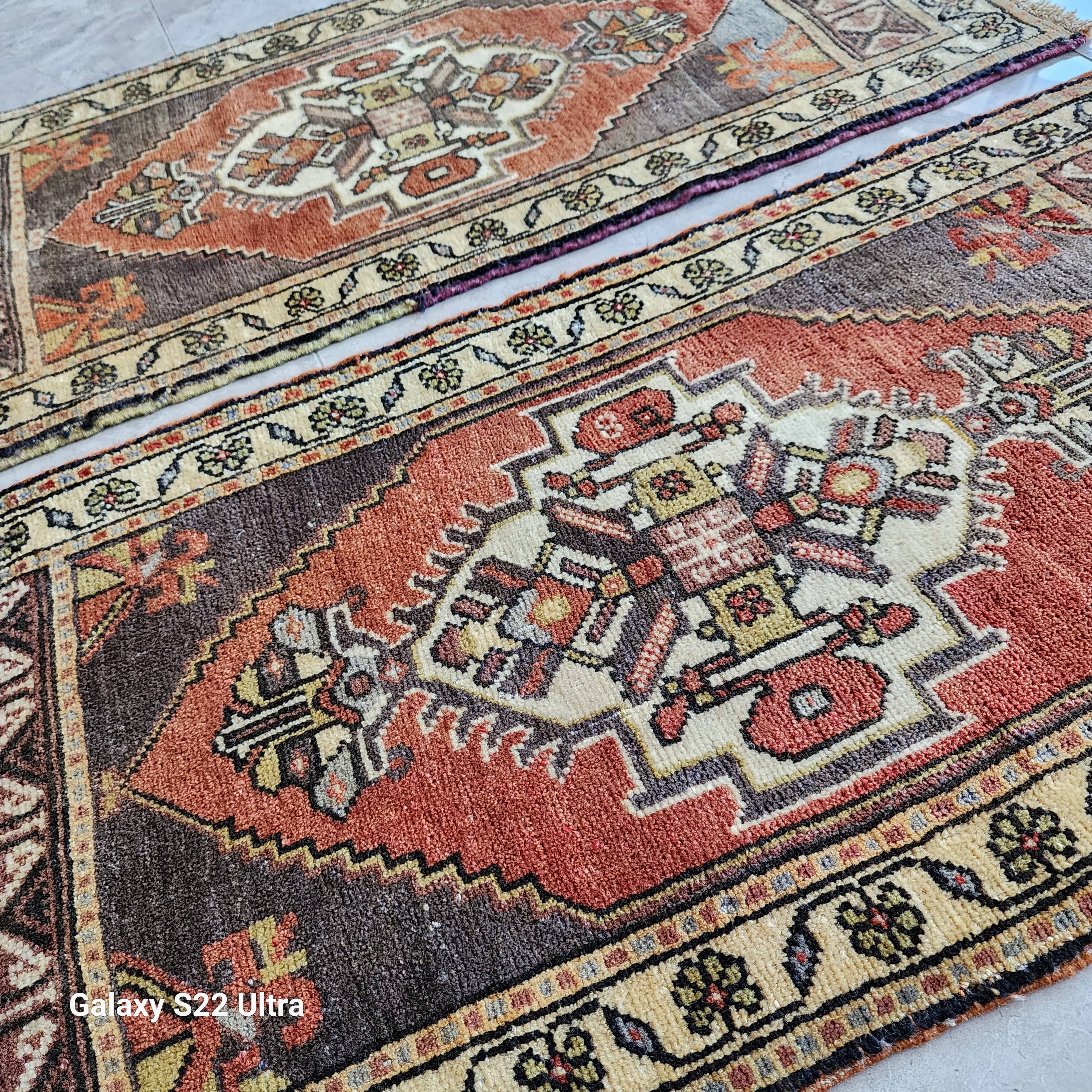 Vintage Turkish Yastik Rug Set of 2 | 1'7'' x 3'1'' & 1'8'' x 3'2''
