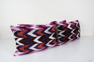 Silk Ikat Velvet Pillow Cover Set of 3 | 16'' x 24''