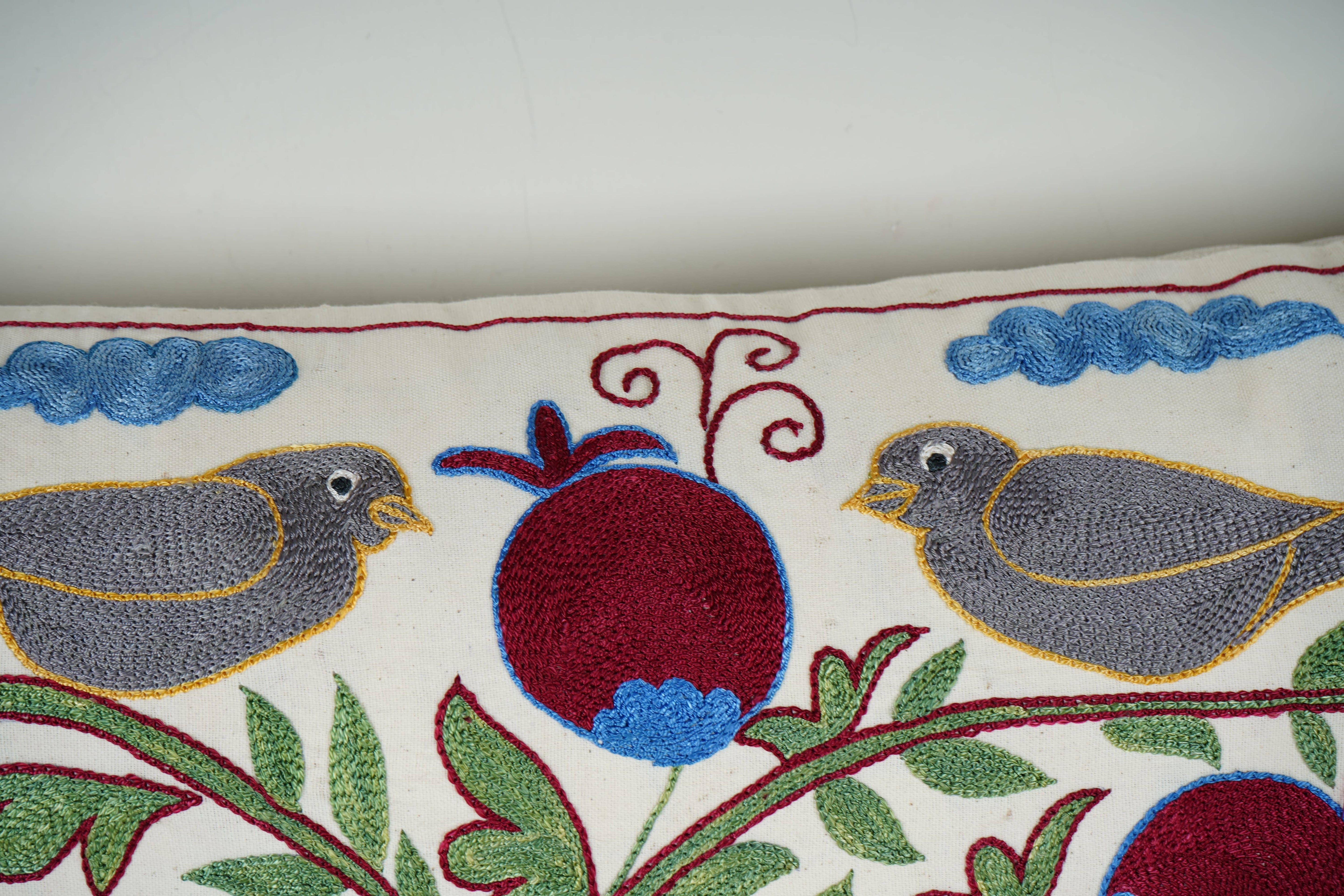 Bird Suzani Bedding Pillow Cover | 17'' x 33''