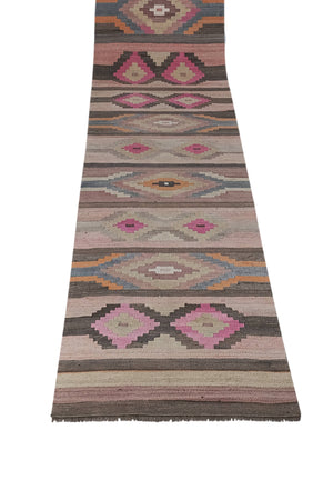 Vintage Turkish Kilim Runner 2'7'' x 21'