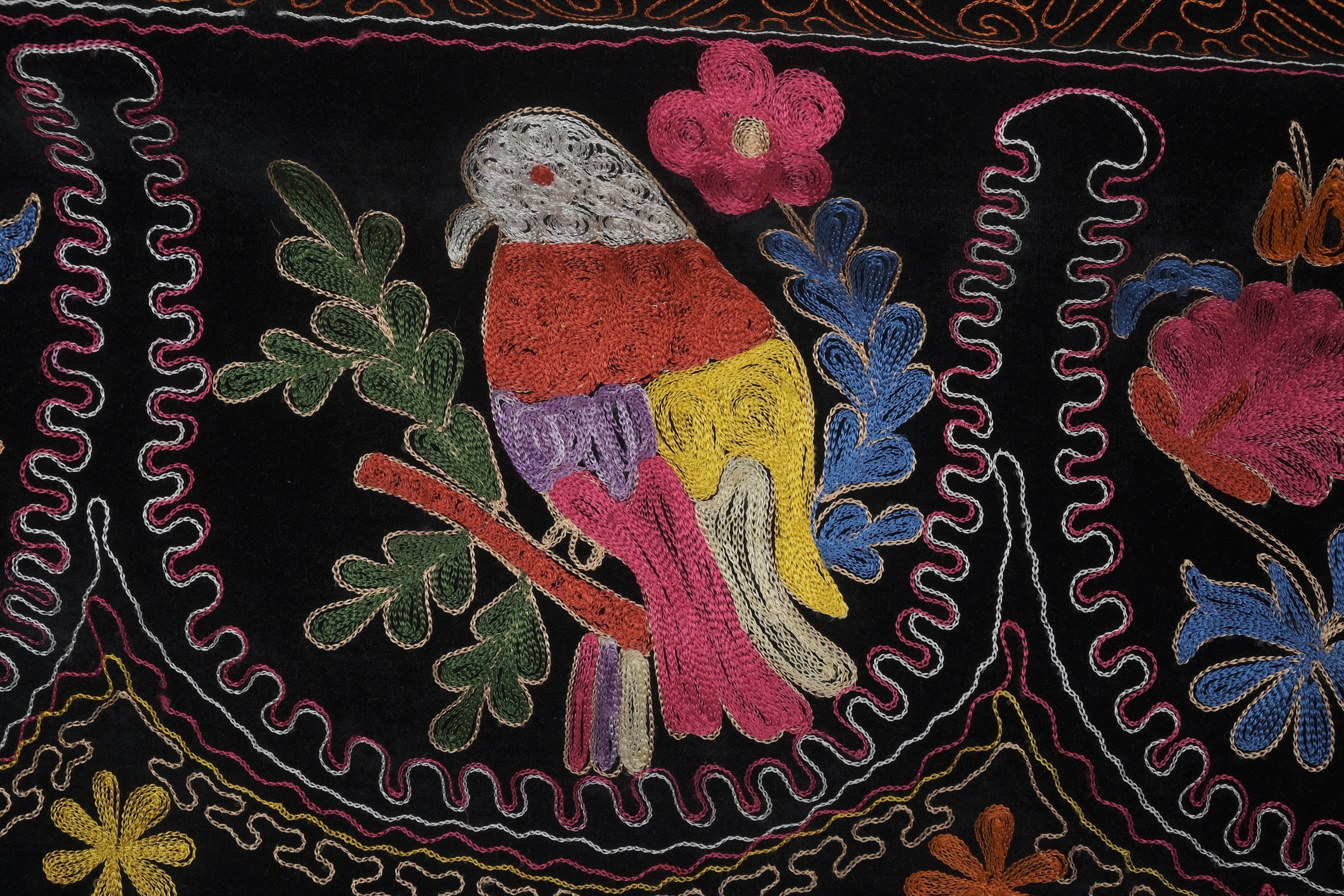Parrot Suzani Table Runner | 1'7'' x 12'4''