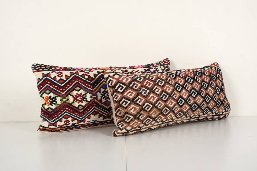 Kilim Pillow Cover Set of 2 | 10'' x 24''