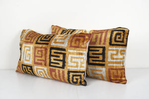 Silk Ikat Velvet Pillow Cover Set of 2 | 15'' x 25''