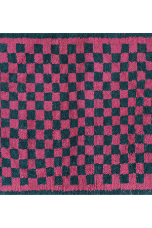 Vintage Checkered Turkish Tulu Rug 4'9'' x 6'3''