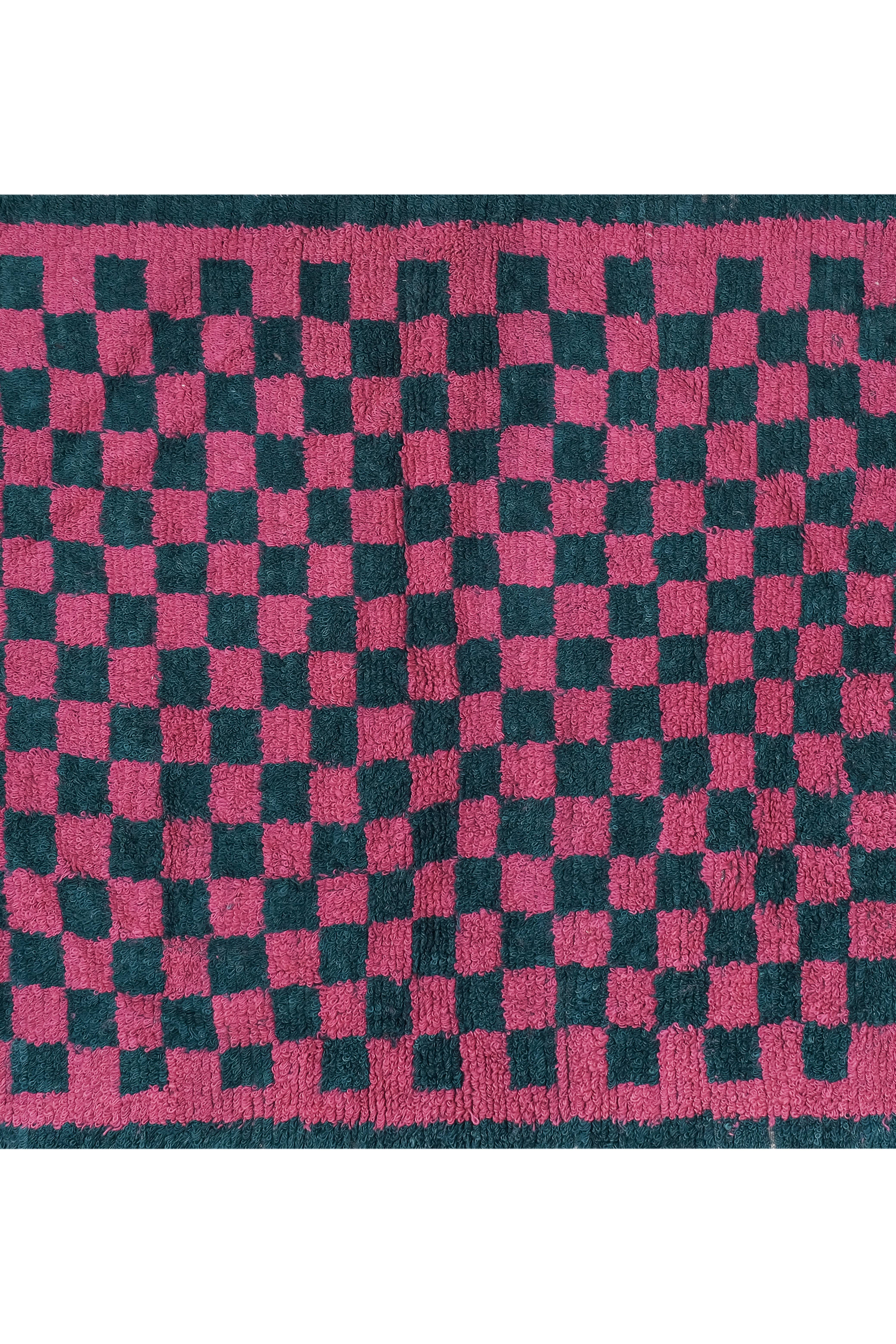 Vintage Checkered Turkish Tulu Rug 4'9'' x 6'3''