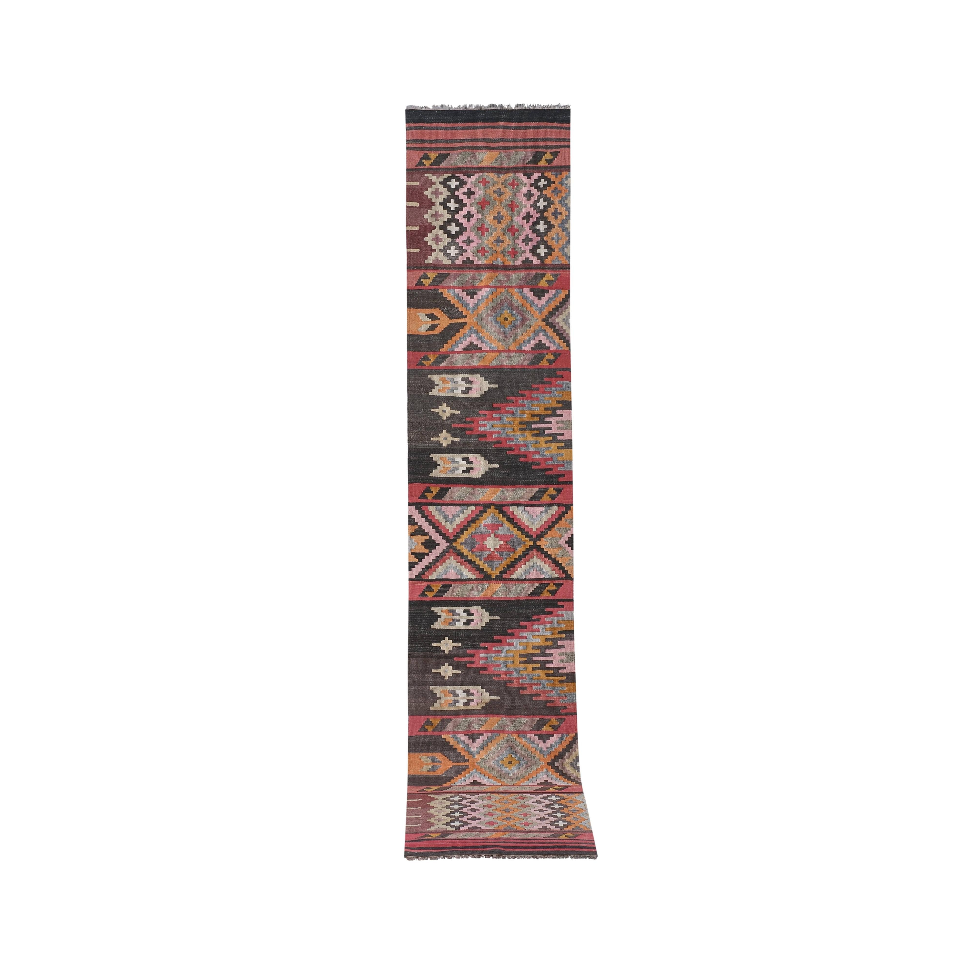Vintage Turkish Kilim Runner 2'5'' x 12'7''