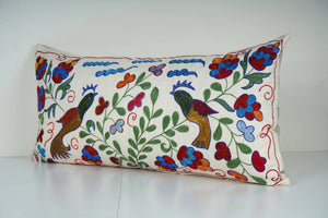 Bird Suzani Bedding Pillow Cover | 16'' x 34''