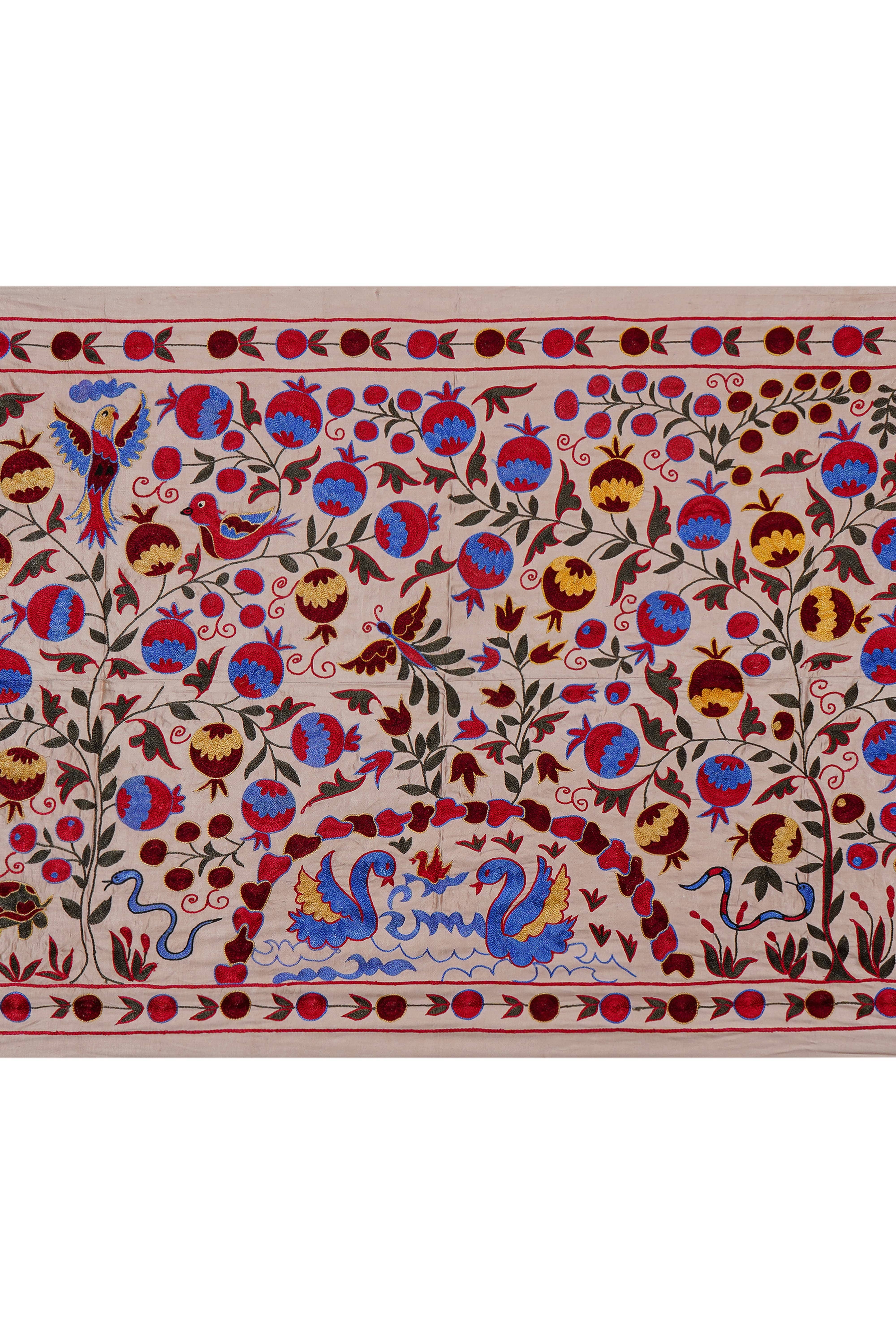Bird Suzani Wall Hanging & Bedspread | 3'5'' x 6'1''