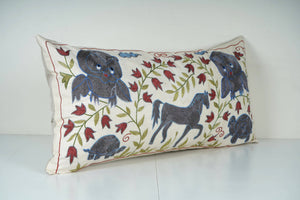 Horse Suzani Bedding Pillow Cover | 18'' x 35''