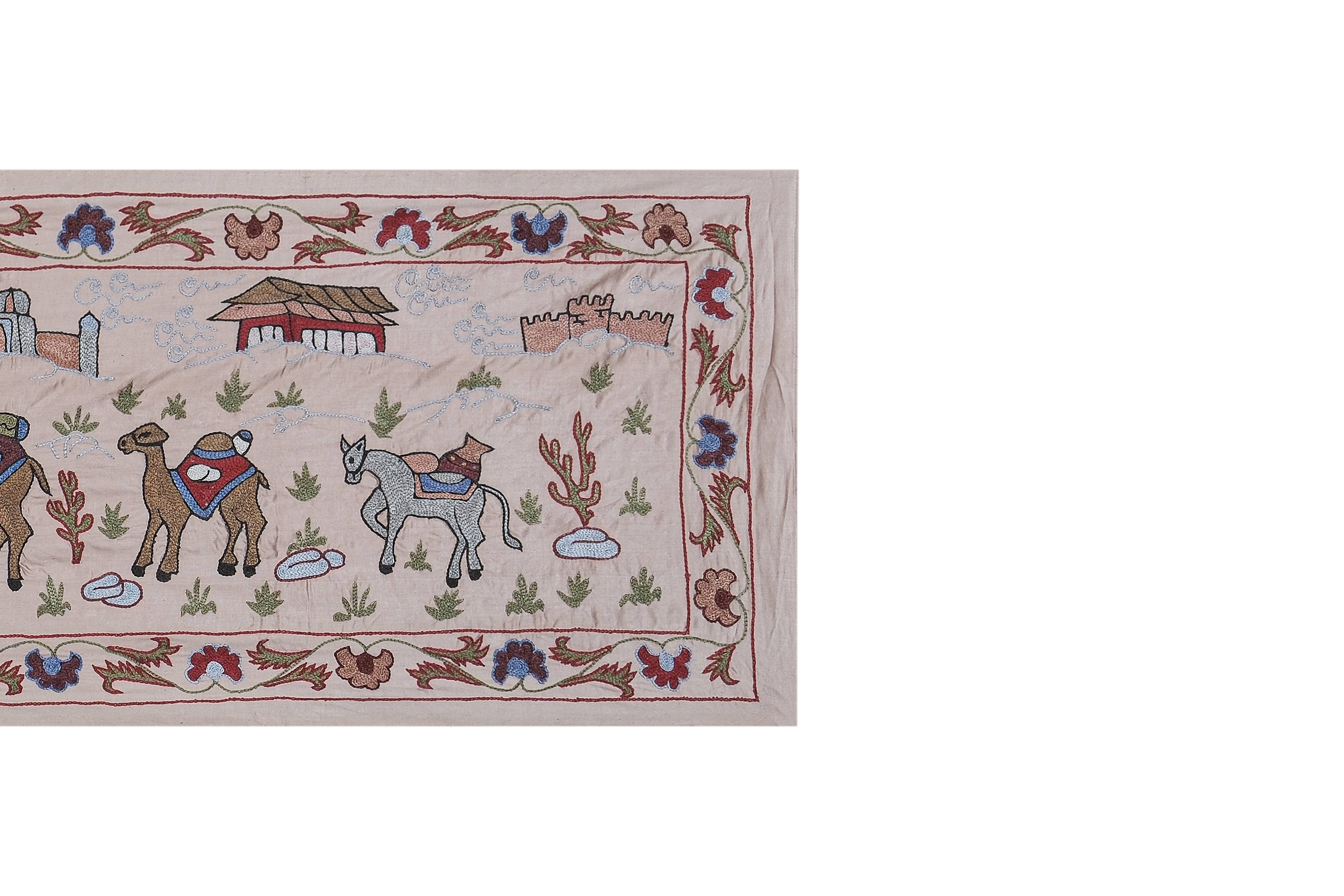Silk Suzani Wall Hanging & Bedspread 1'8'' x 6'3''
