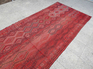 Vintage Turkish Konya Kilim Runner 3'10'' x 11'7''