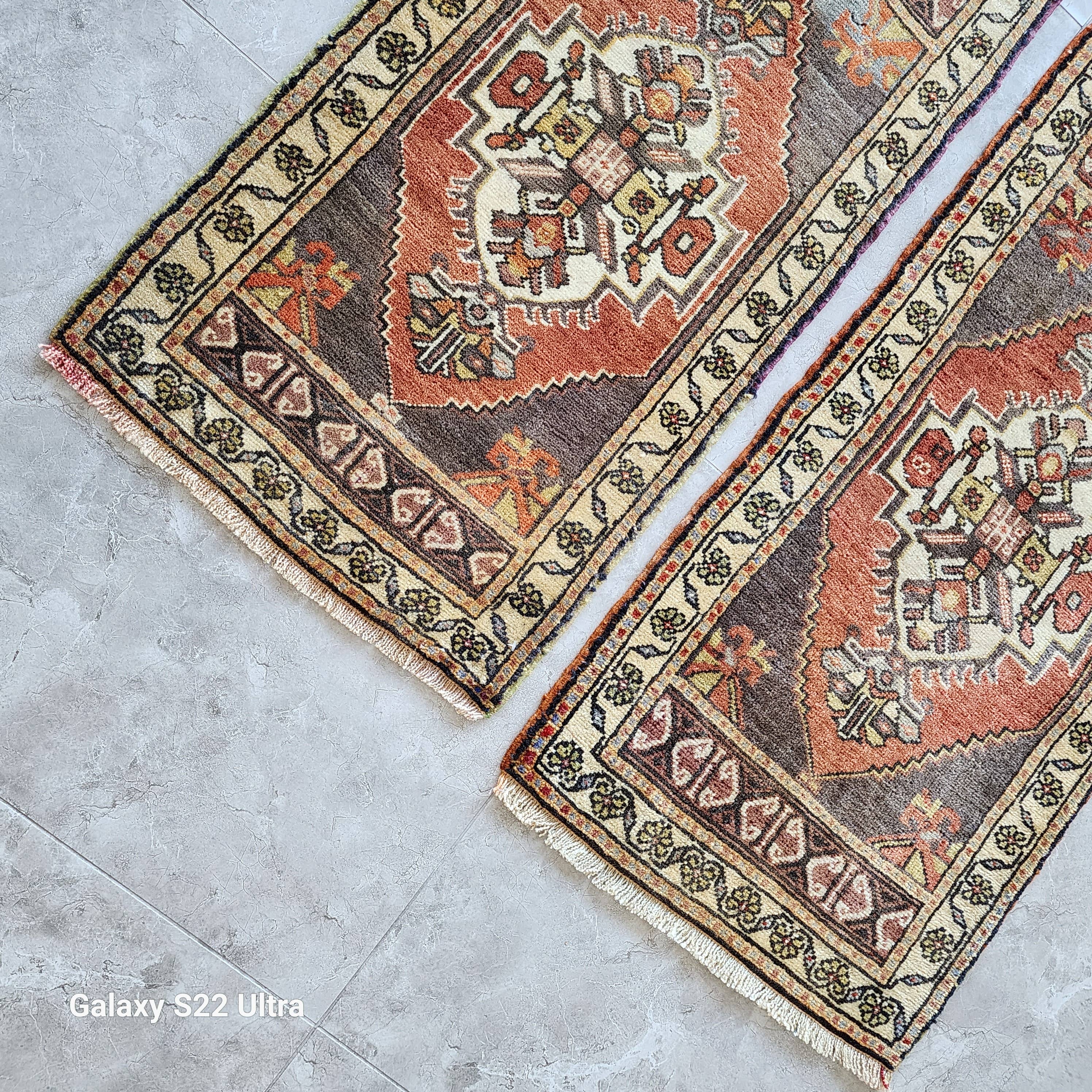 Vintage Turkish Yastik Rug Set of 2 | 1'7'' x 3'1'' & 1'8'' x 3'2''