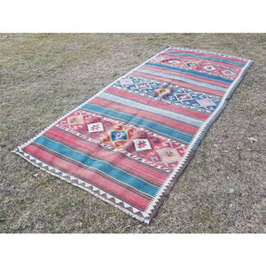 Vintage Caucasian Kilim Runner 5'1'' x 11'5''