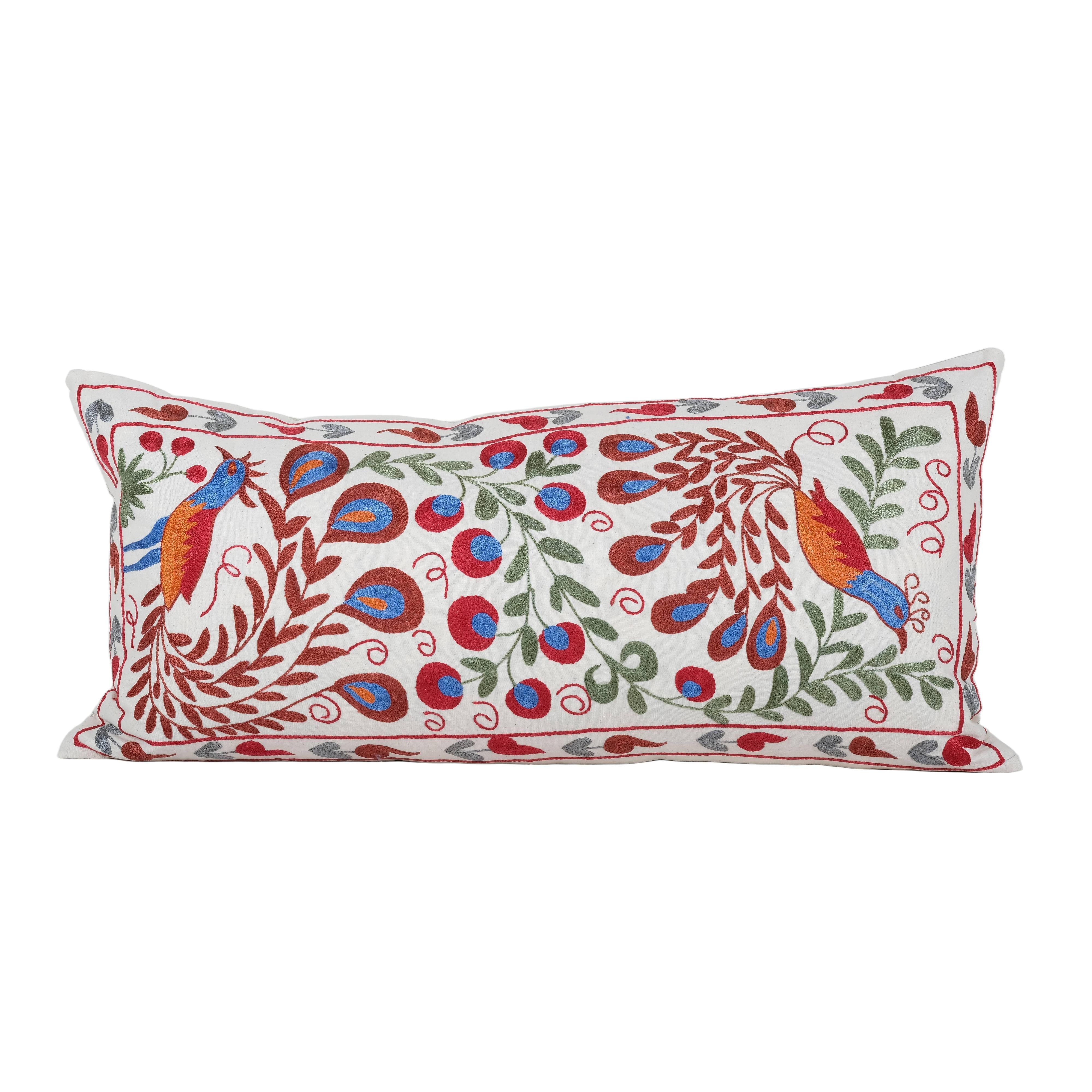 Bird Suzani Bedding Pillow Cover | 18'' x 35''