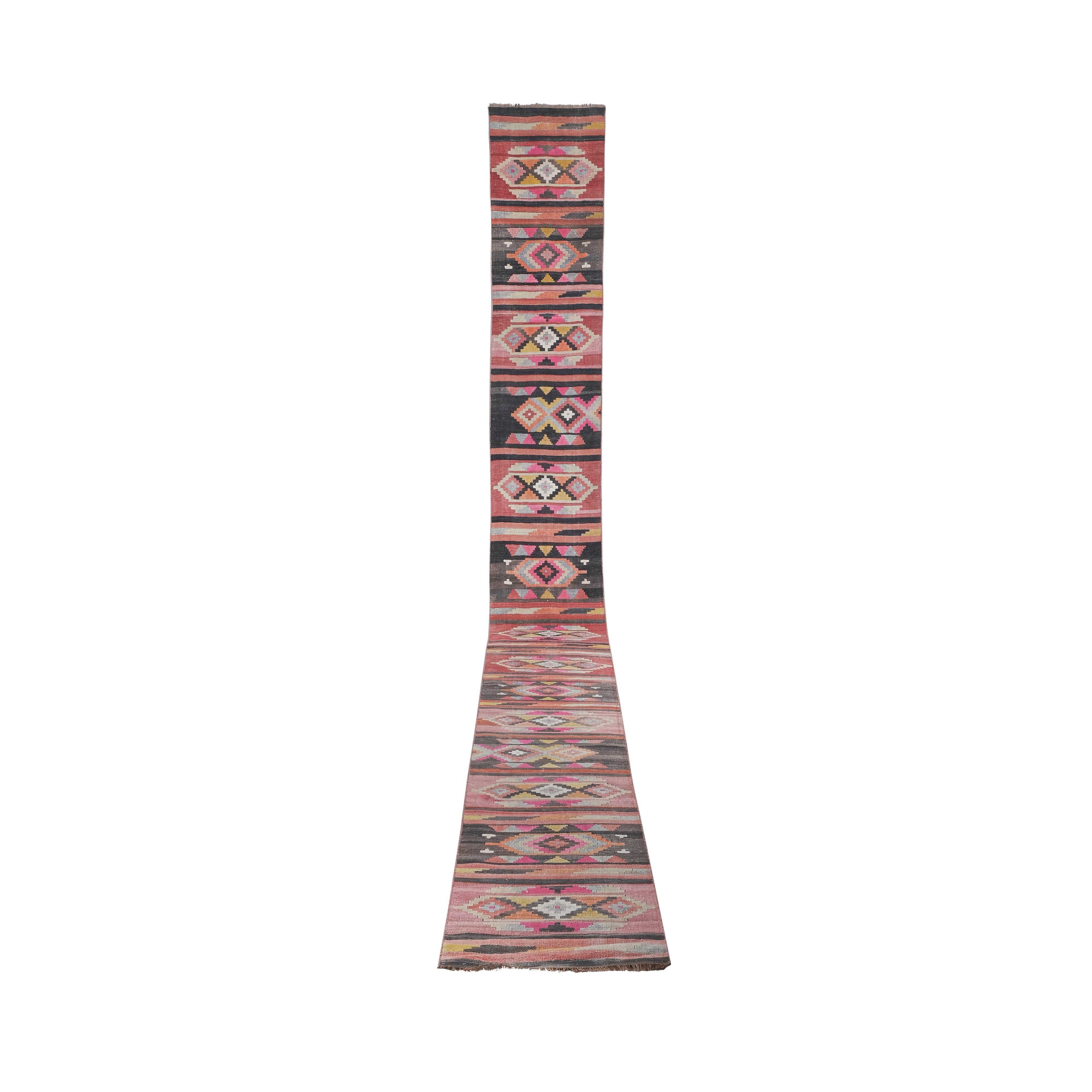 Vintage Turkish Kilim Runner 2'4'' x 22'11''