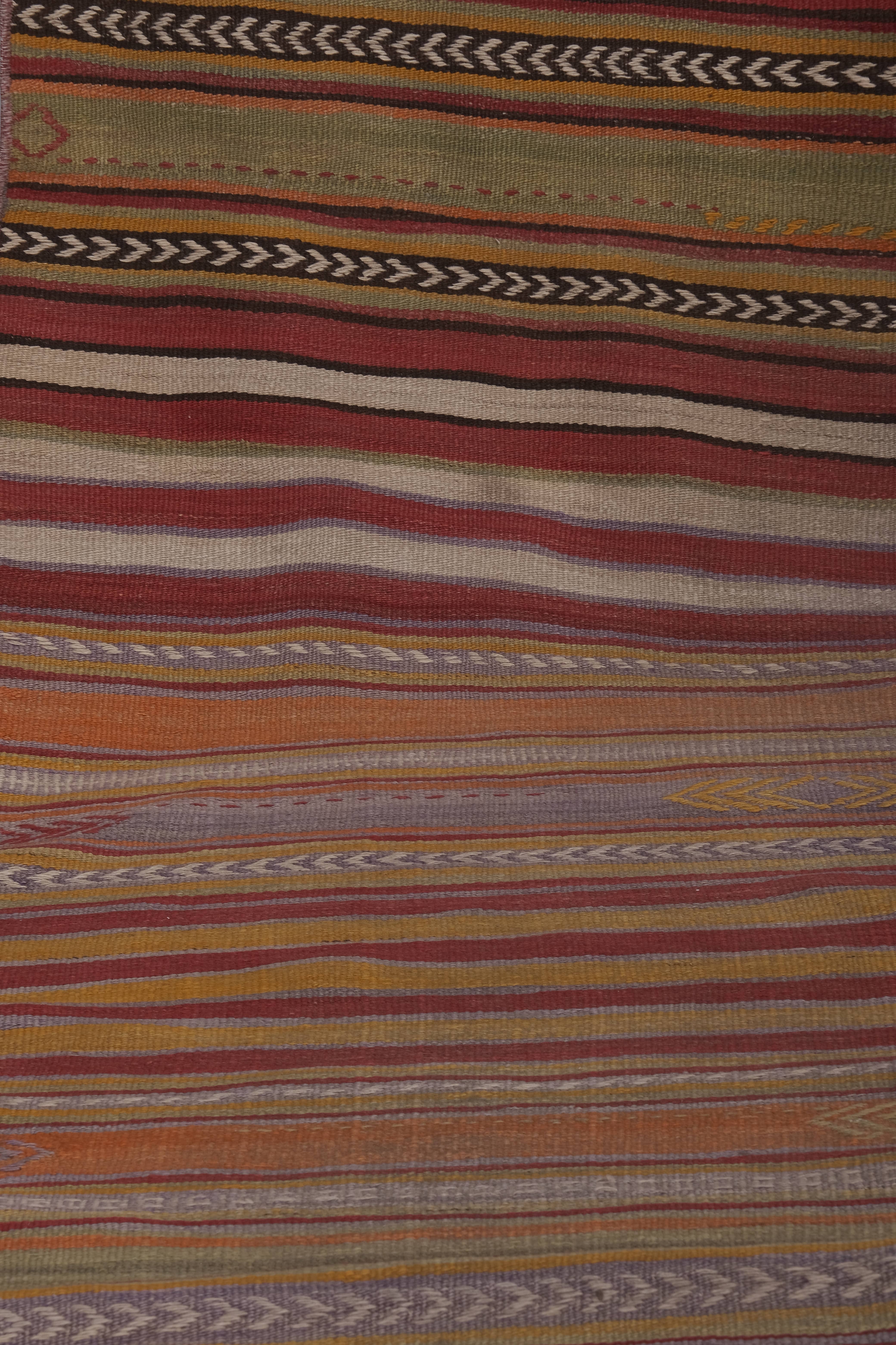 Vintage Turkish Kilim Runner 2'2'' x 17'2''