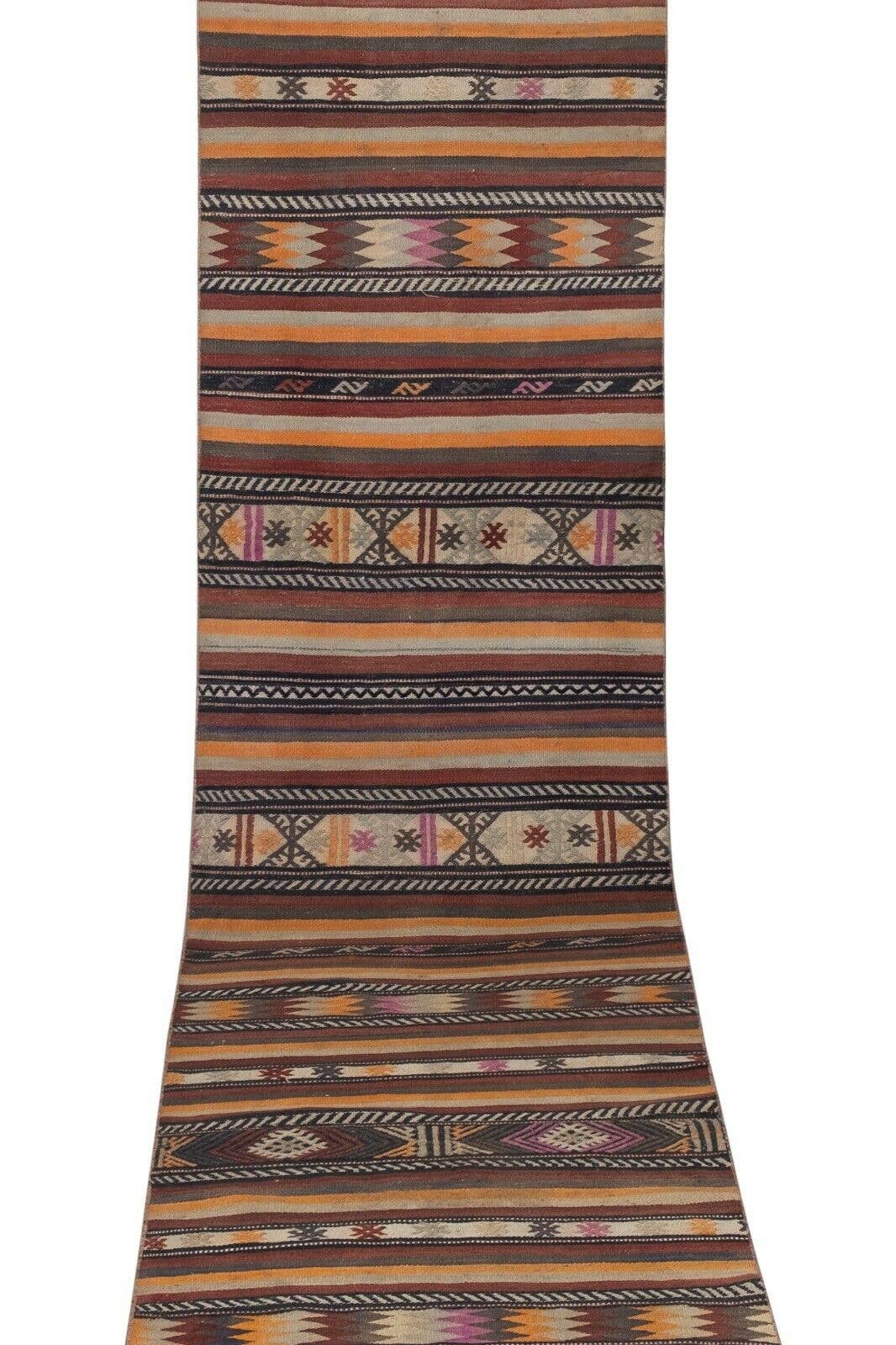 Vintage Turkish Kilim Runner 2'7'' x 16'10''