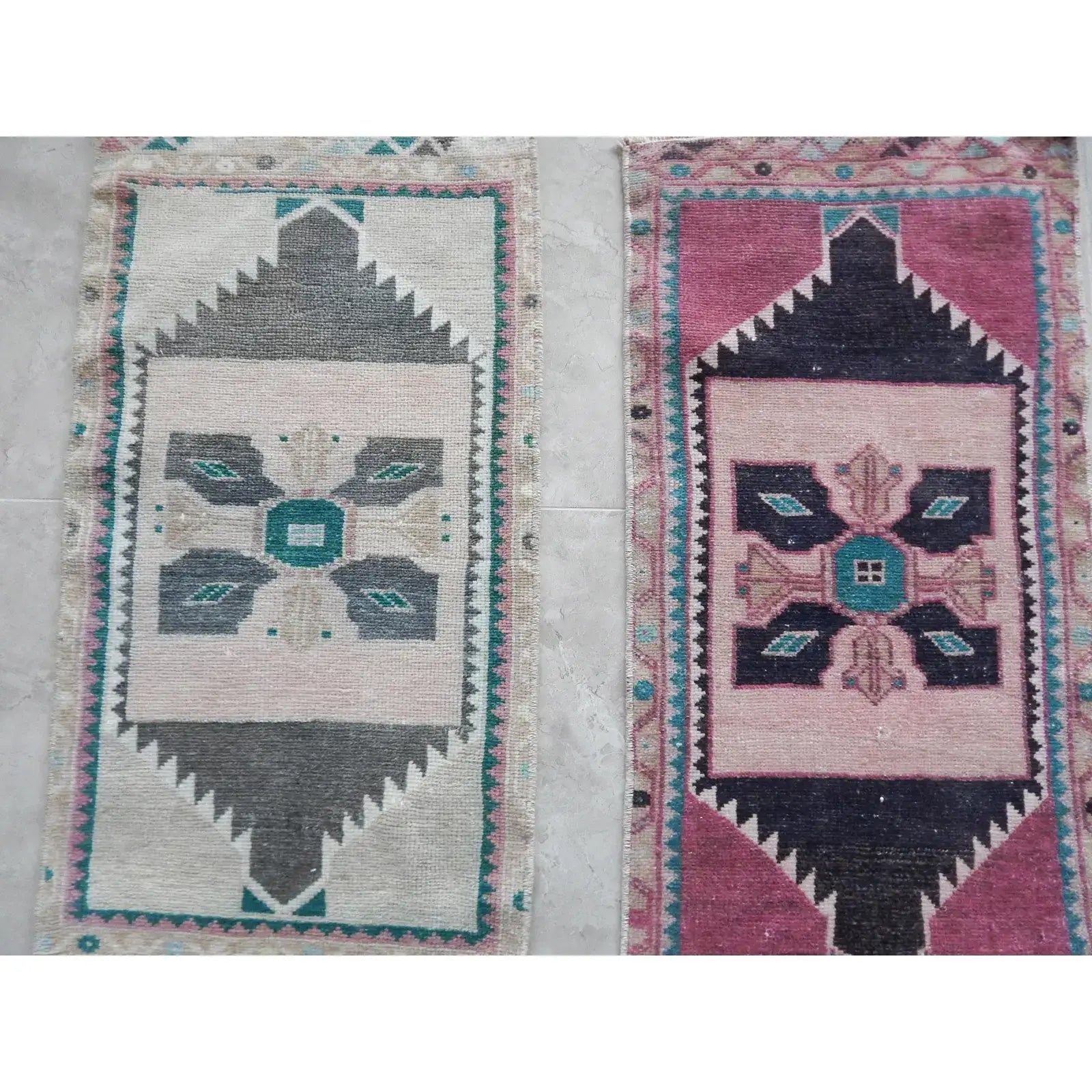 Vintage Oushak Yastik Rugs Set of 2 | 19'' x 35''