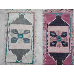 Vintage Oushak Yastik Rugs Set of 2 | 19'' x 35''