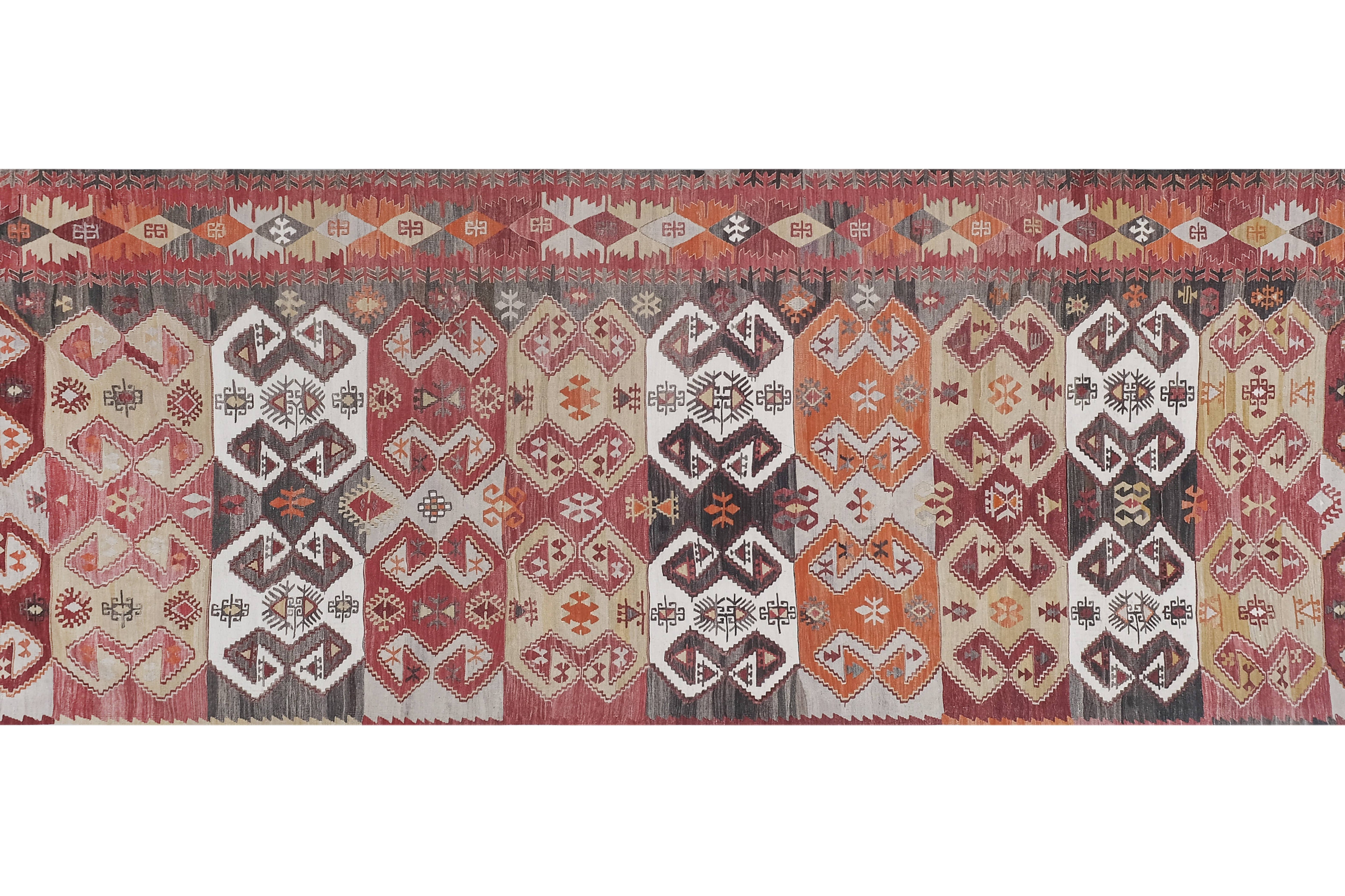 Vintage Turkish Kilim Rug 4'11'' x 14'5''