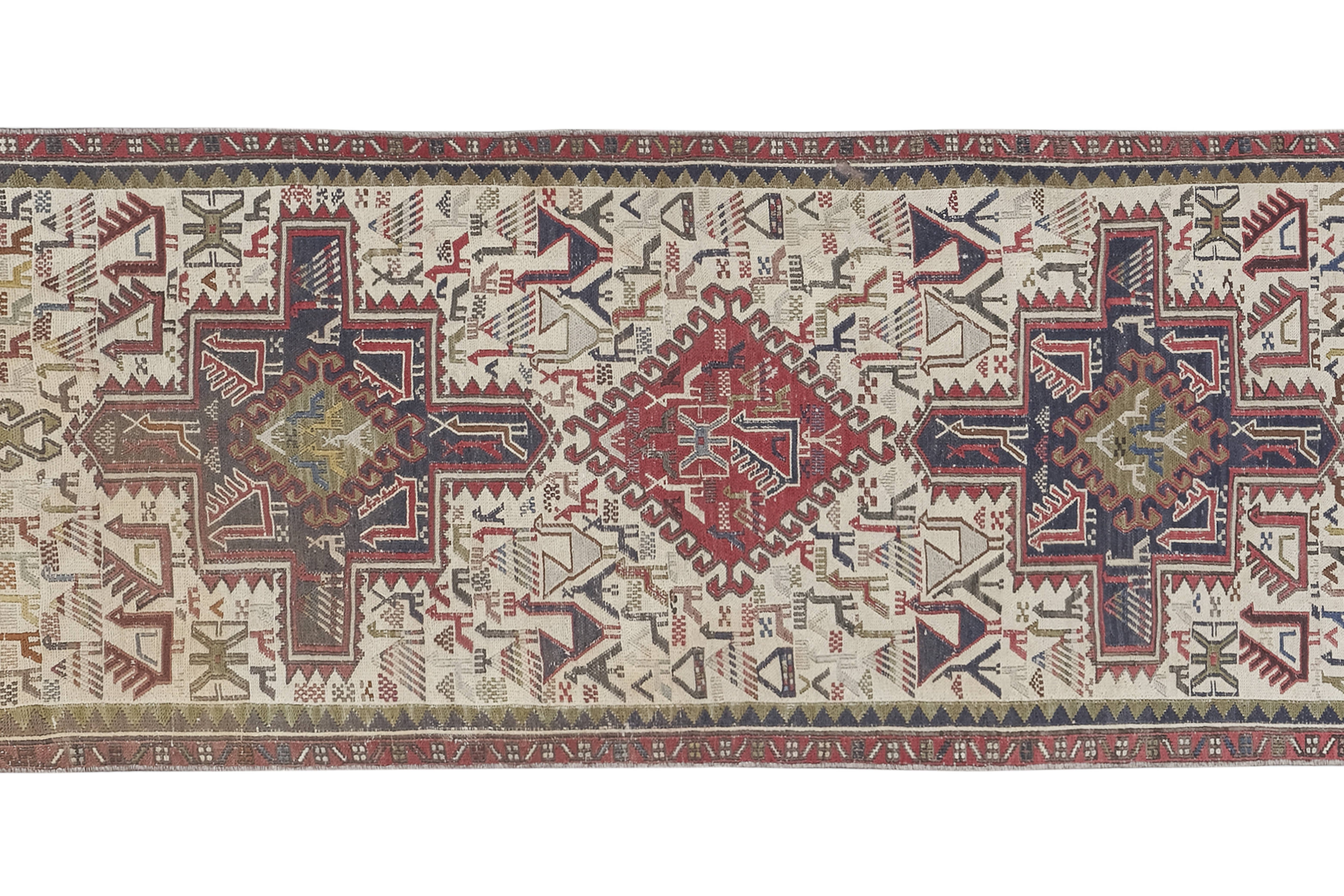 Vintage Turkish Soumac Kilim Rug 2'4'' x 6'4''