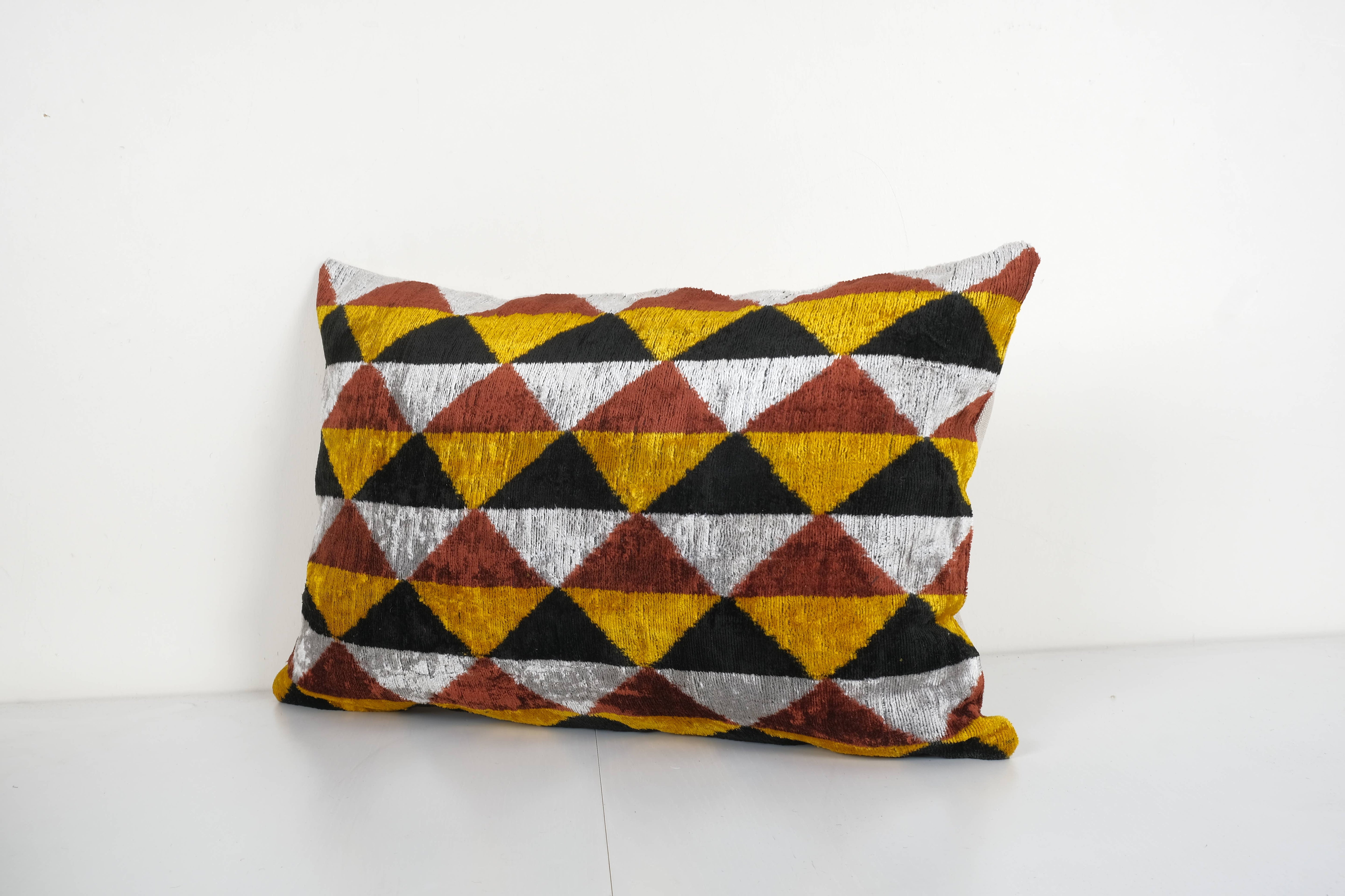 Silk Ikat Velvet Pillow Cover Set of 2 | 16'' x 24''