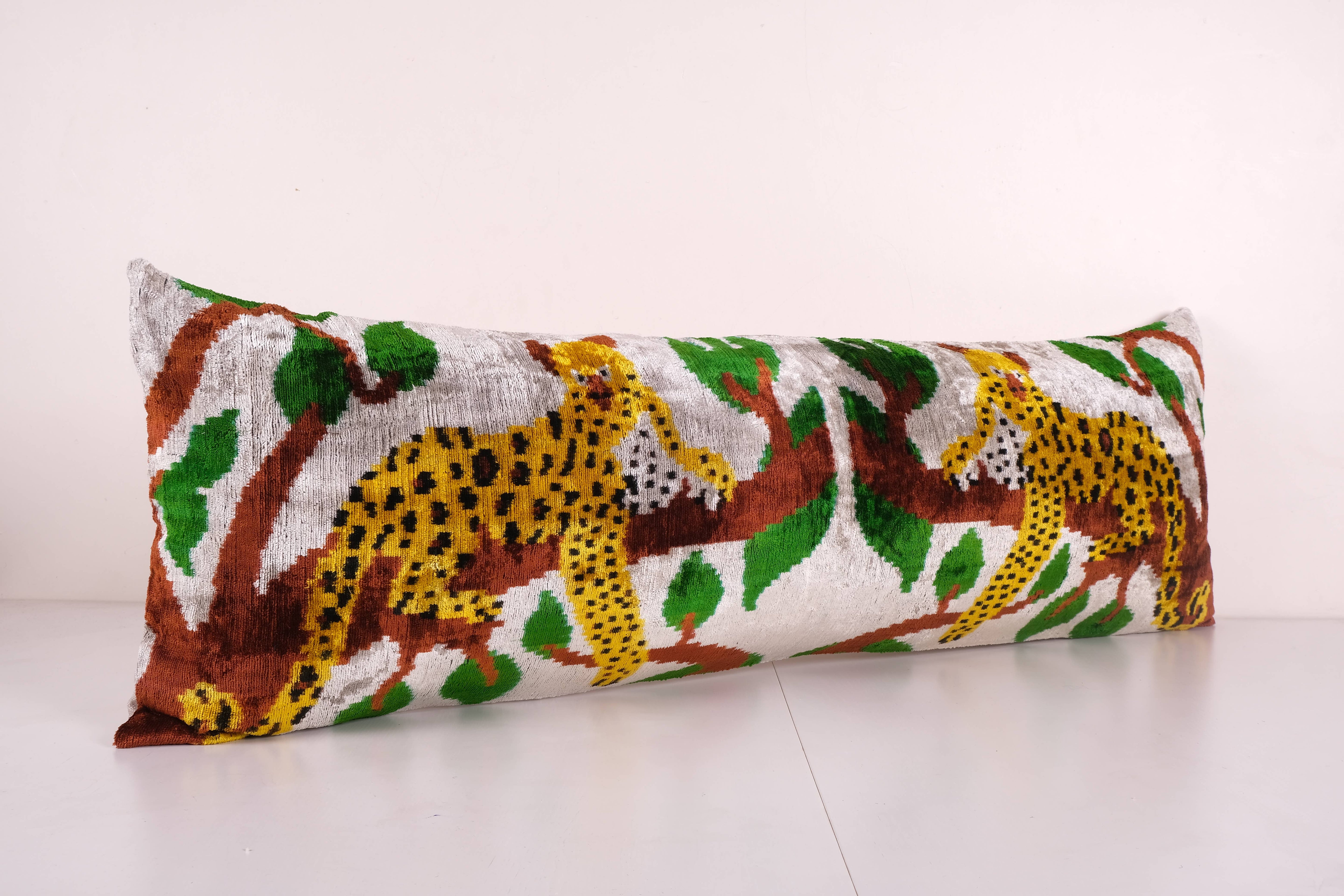 Tiger Silk Ikat Velvet Pillow Cover | 15'' x 45''