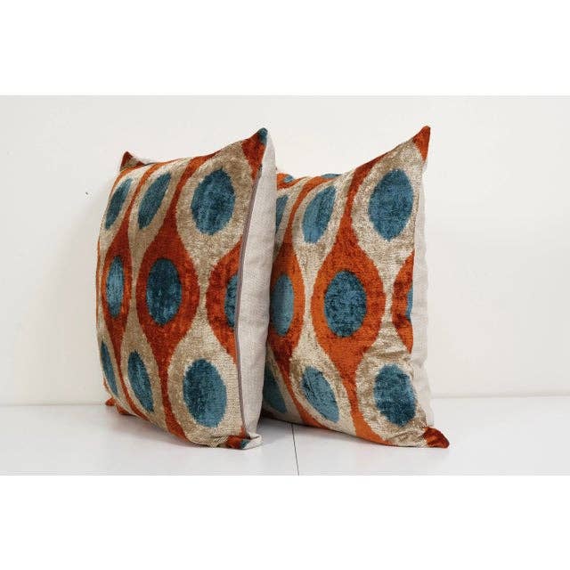 Silk Ikat Velvet Pillow Cover Set of 2 | 24'' x 24''