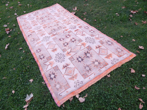 Vintage Turkish Tashpinar Oushak Rug 4'2'' x 8'6''