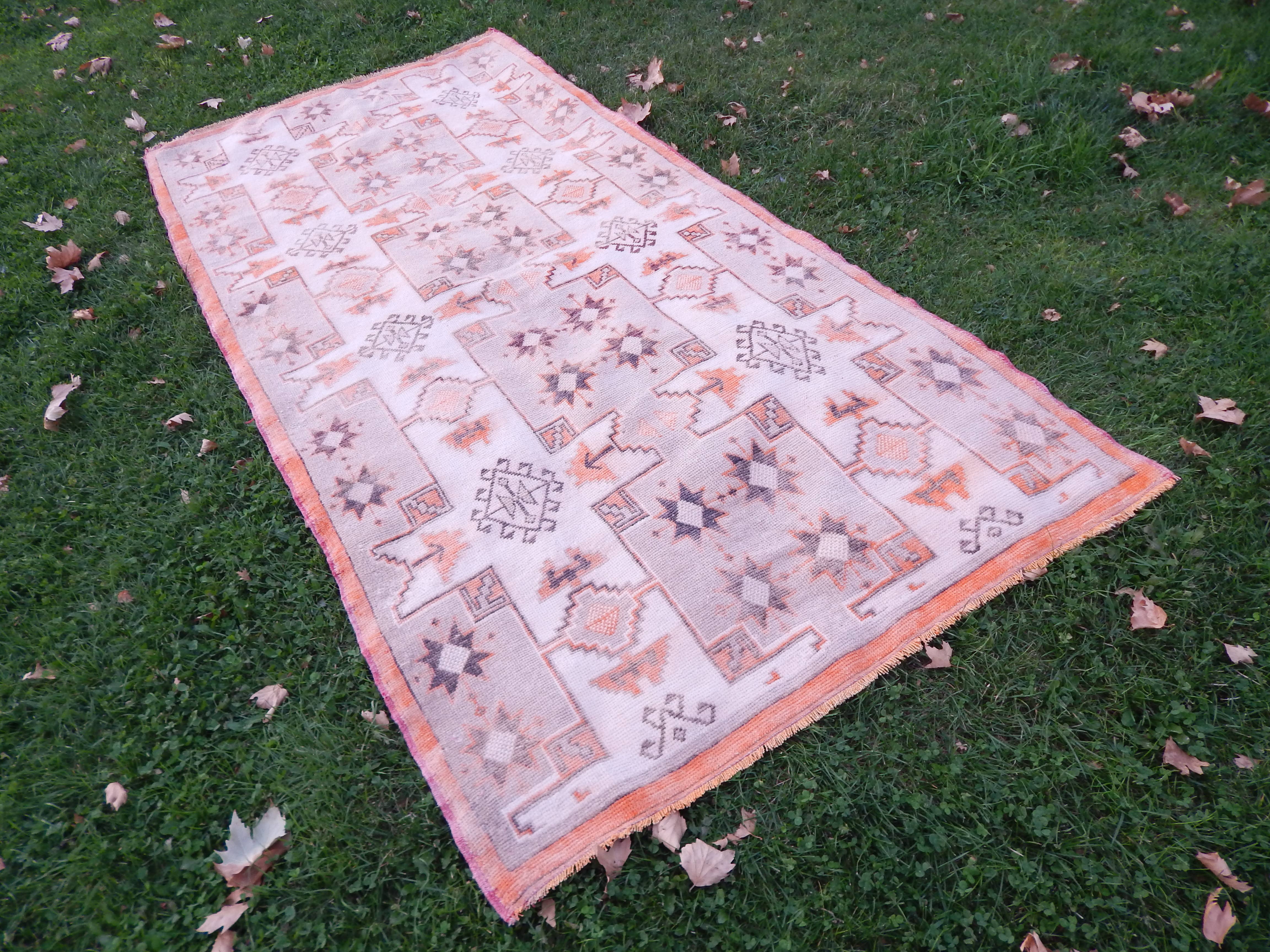 Vintage Turkish Tashpinar Oushak Rug 4'2'' x 8'6''