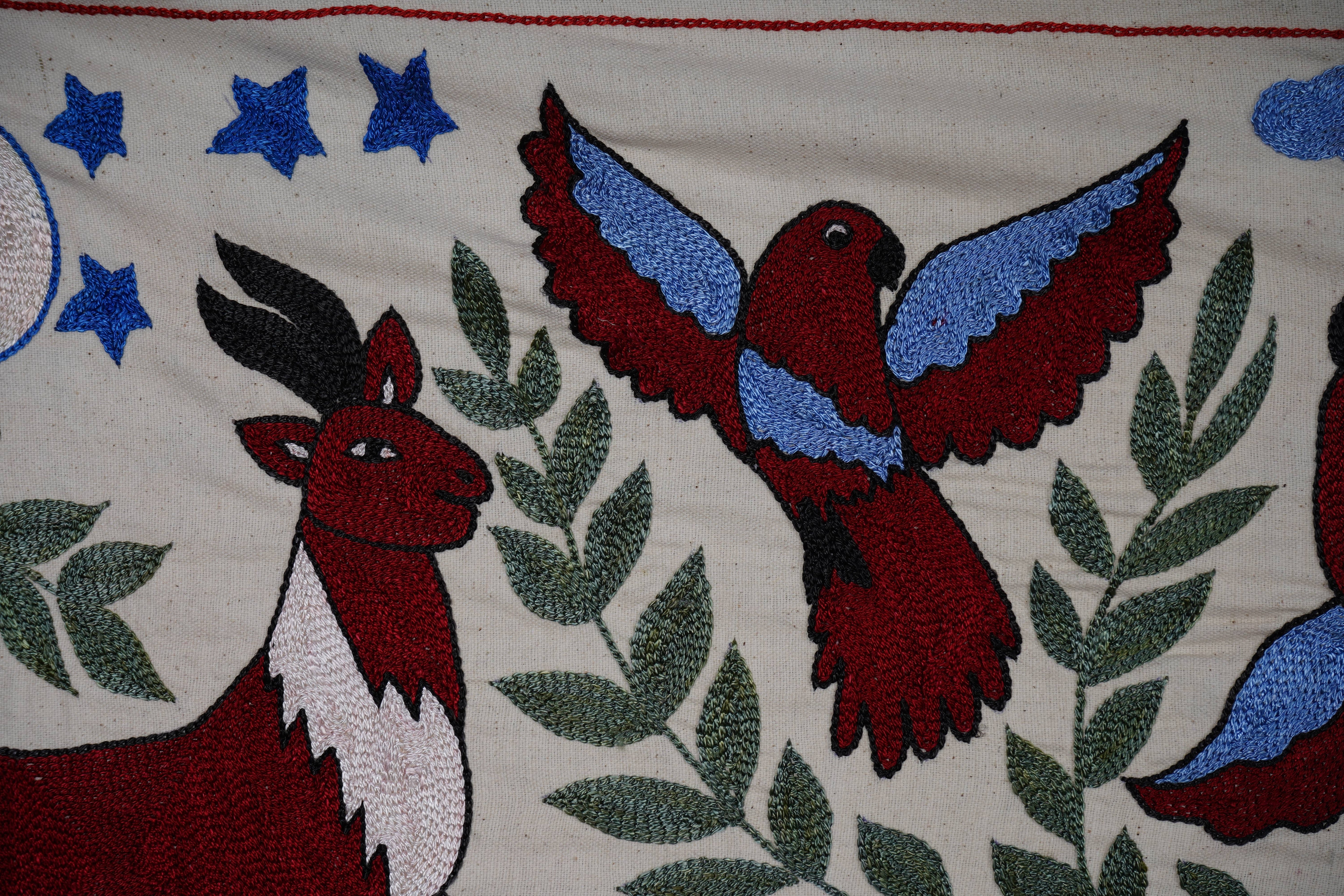 Owl Suzani Table Runner | 18'' x 55''