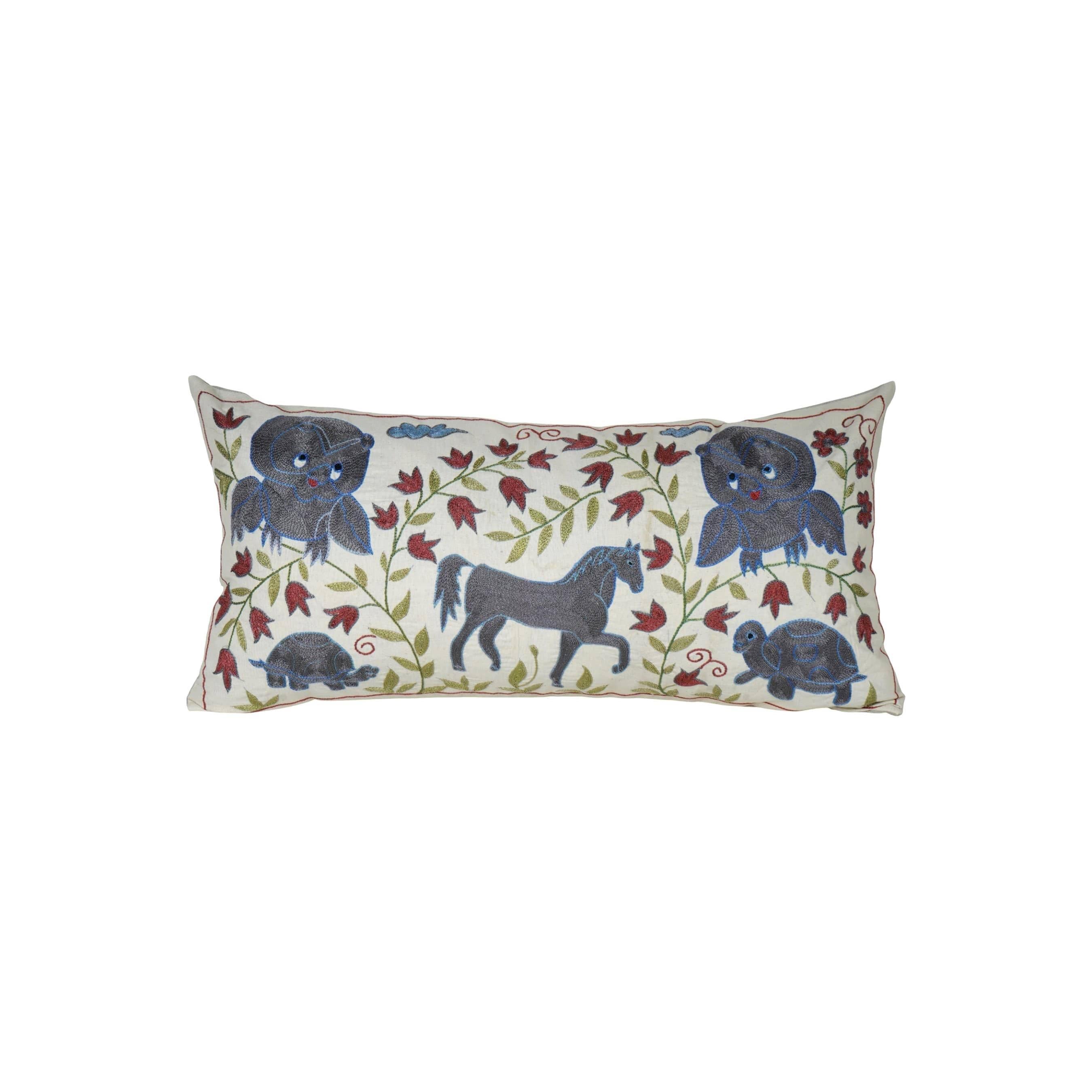 Horse Suzani Bedding Pillow Cover | 18'' x 35''