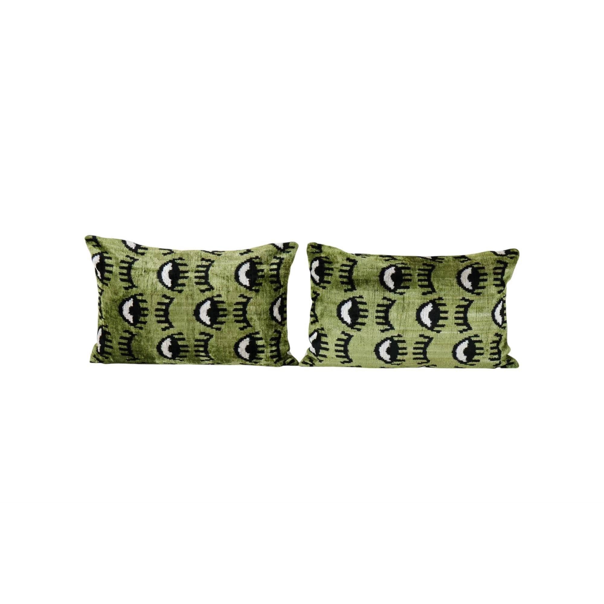Silk Ikat Velvet Pillow Cover Set of 2 | 16'' x 24''