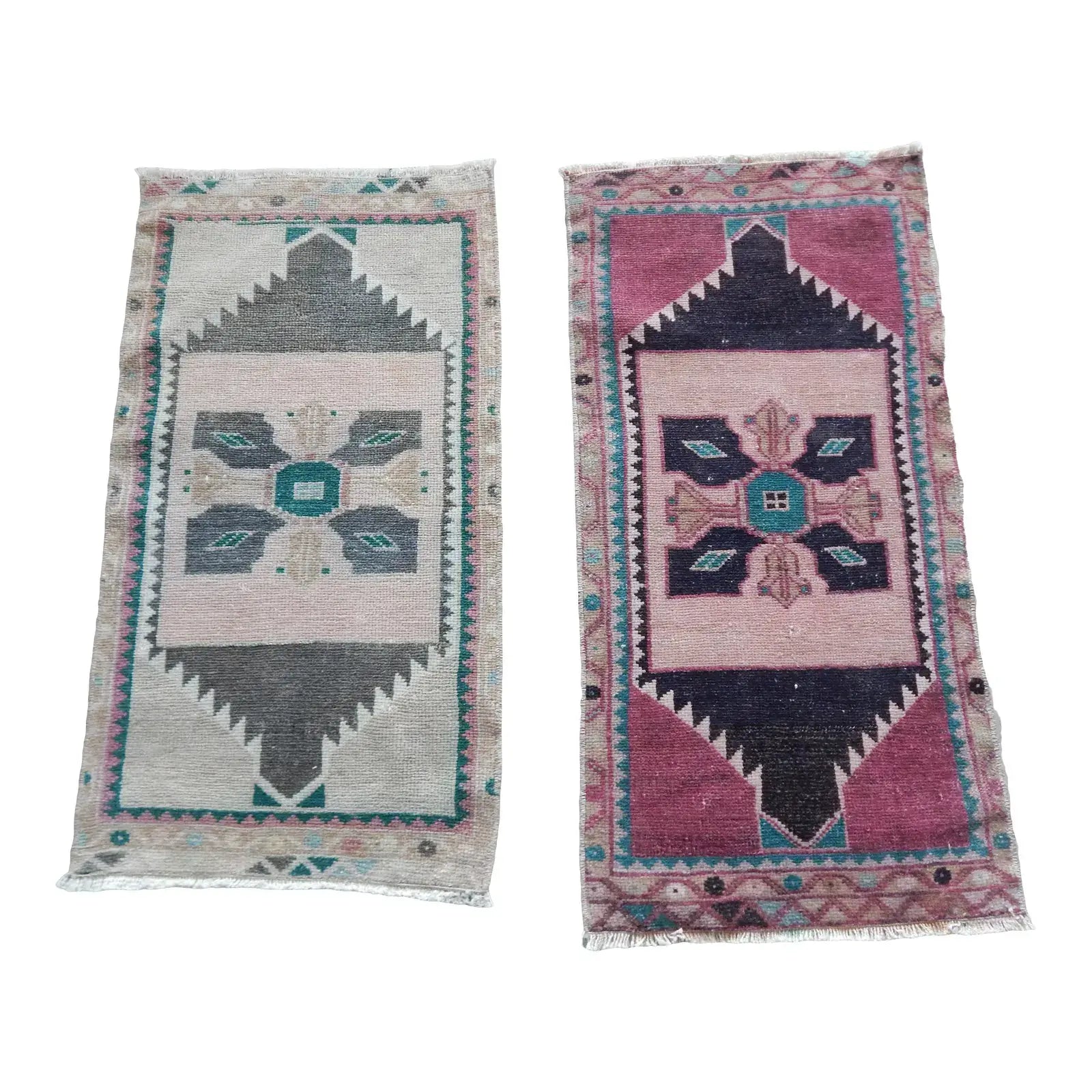 Vintage Oushak Yastik Rugs Set of 2 | 19'' x 35''