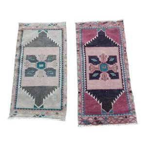 Vintage Oushak Yastik Rugs Set of 2 | 19'' x 35''