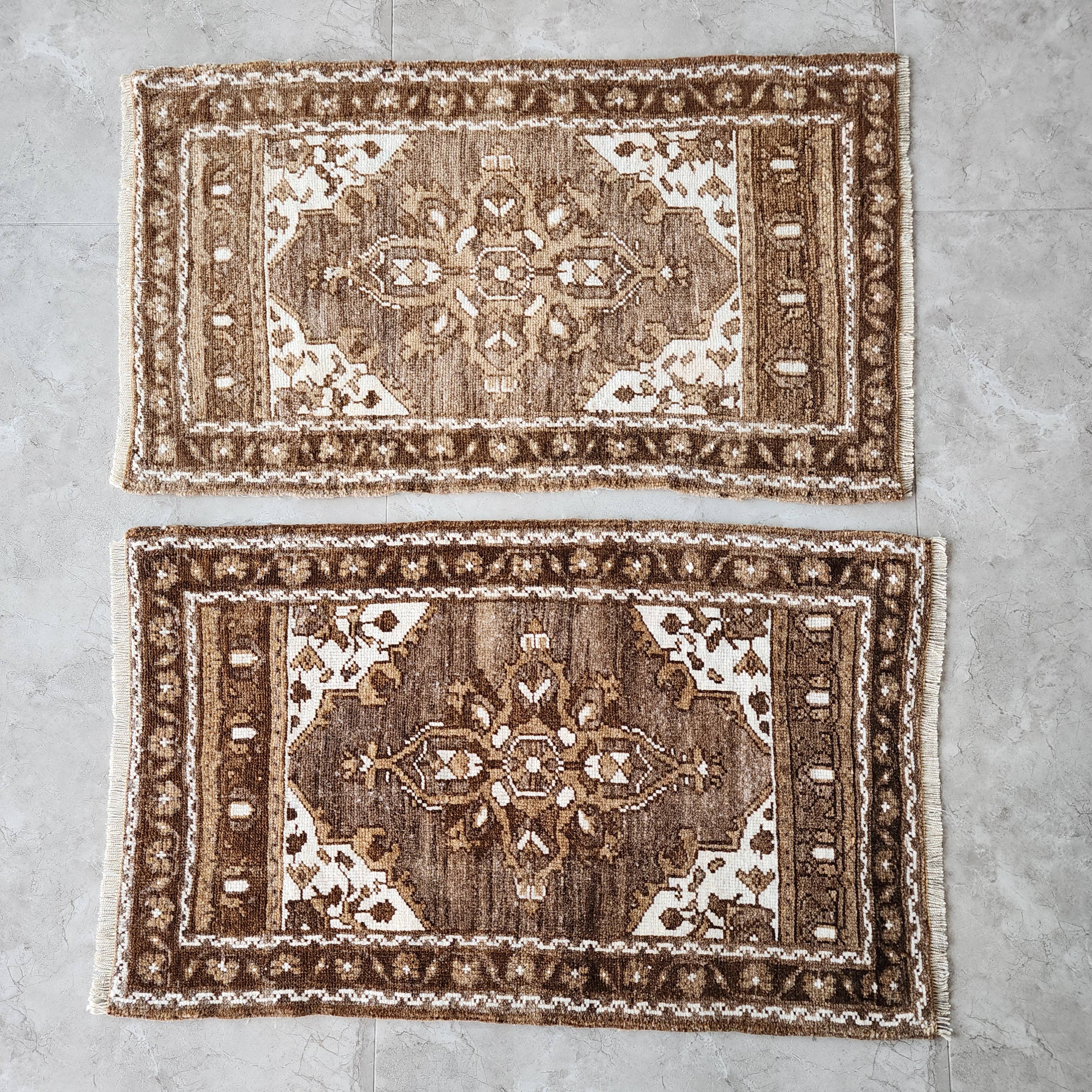 Vintage Turkish Yastik Rugs Set of 2 | 21'' x 34''