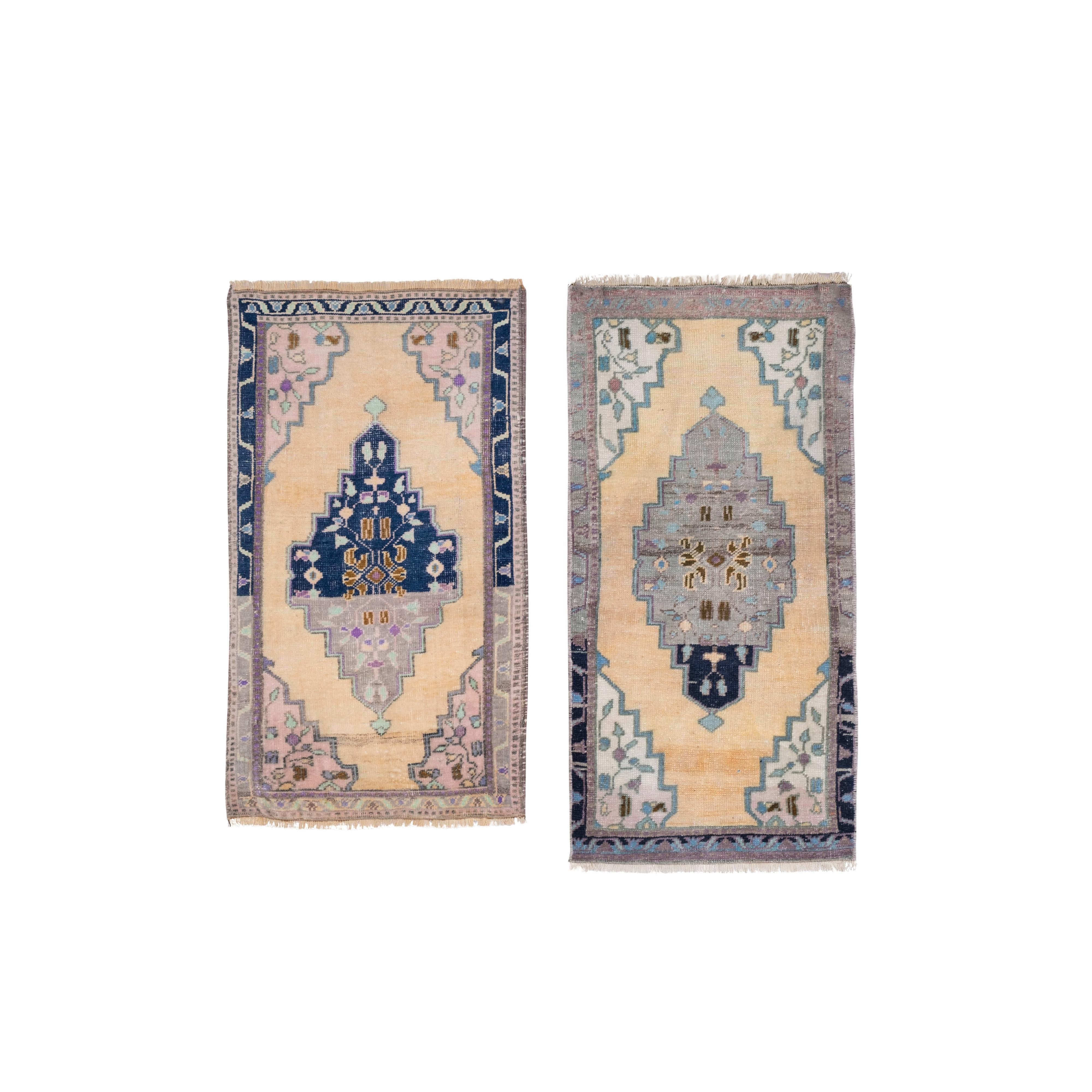Vintage Turkish Yastik Rugs Set of 2 | 20'' x 39''