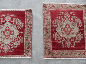 Vintage Turkish Yastik Rugs Set of 2 | 24'' x 24''