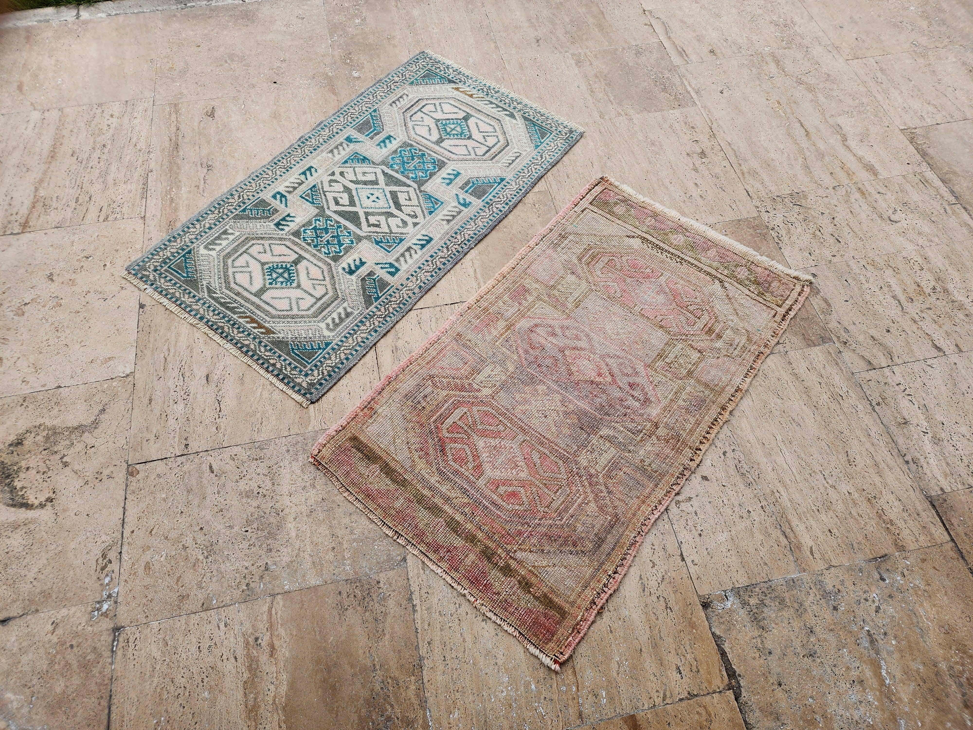 Vintage Turkish Yastik Rugs Set of 2 | 22'' x 36''