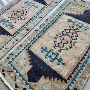 Vintage Turkish Yastik Rugs Set of 2 | 18'' x 34''