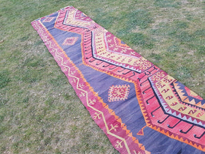 Vintage Turkish Kilim Runner 2'9'' x 11'1''