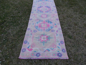 Vintage Turkish Kilim Runner 2'7'' x 11'11''