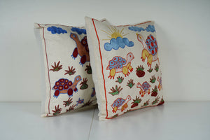 Turtle Suzani Pillow Cover Set of 2 | 19'' x 19''