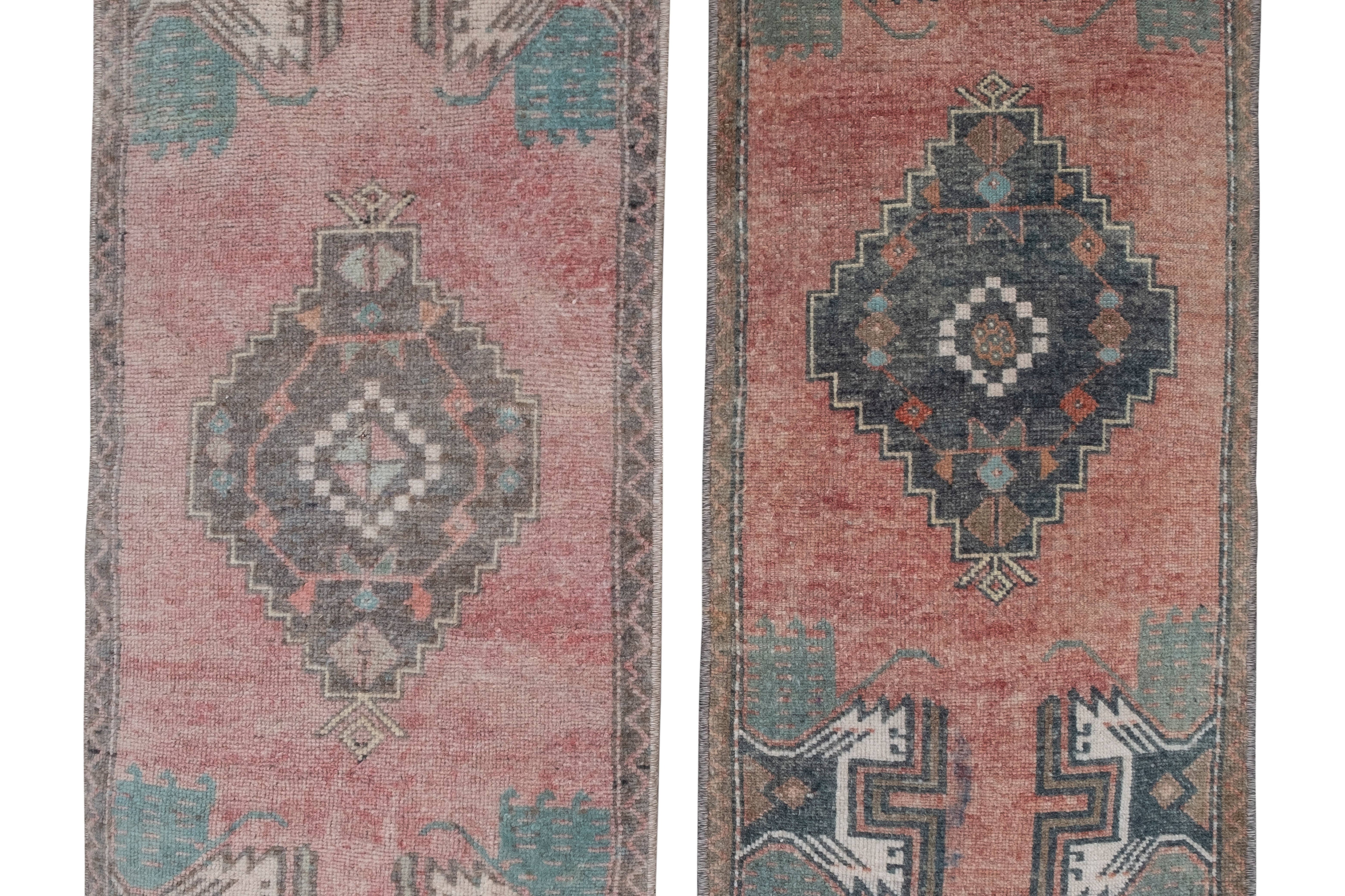 Vintage Oushak Yastik Rugs Set of 2 | 18'' x 38''
