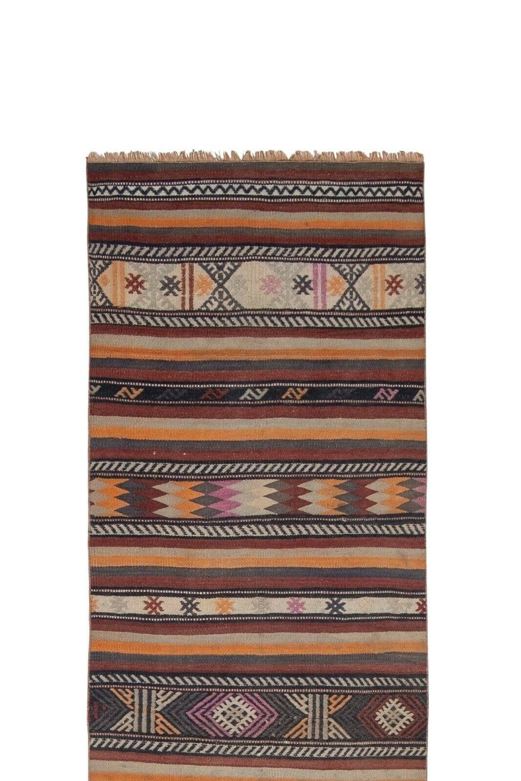 Vintage Turkish Kilim Runner 2'7'' x 16'10''