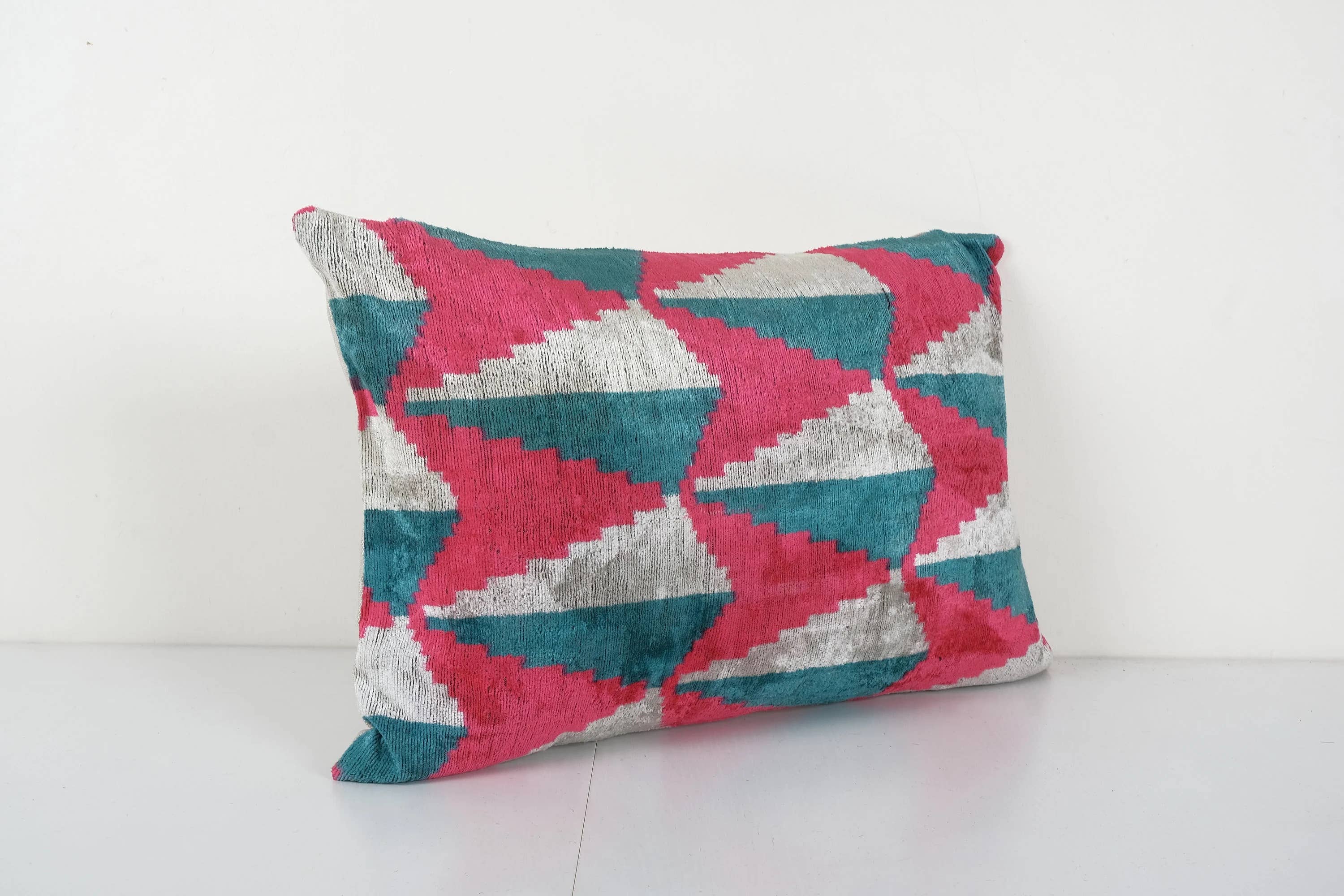 Silk Ikat Velvet Pillow Cover | 16'' x 24''