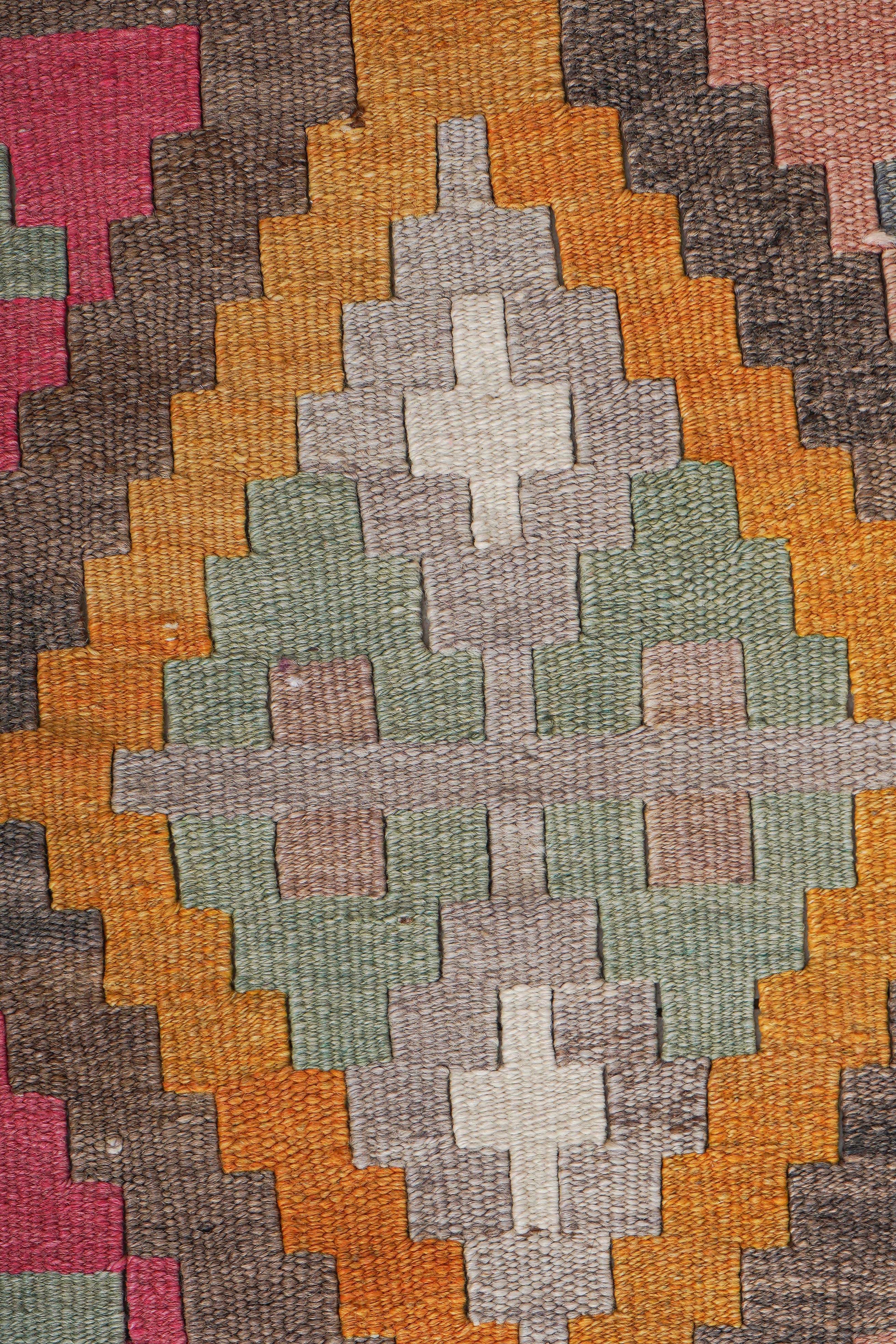 Vintage Turkish Kilim Runner 2'4'' x 12'6''