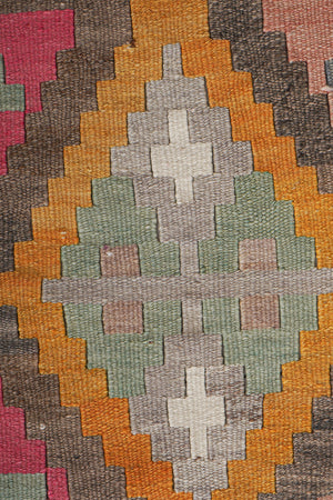 Vintage Turkish Kilim Runner 2'4'' x 12'6''