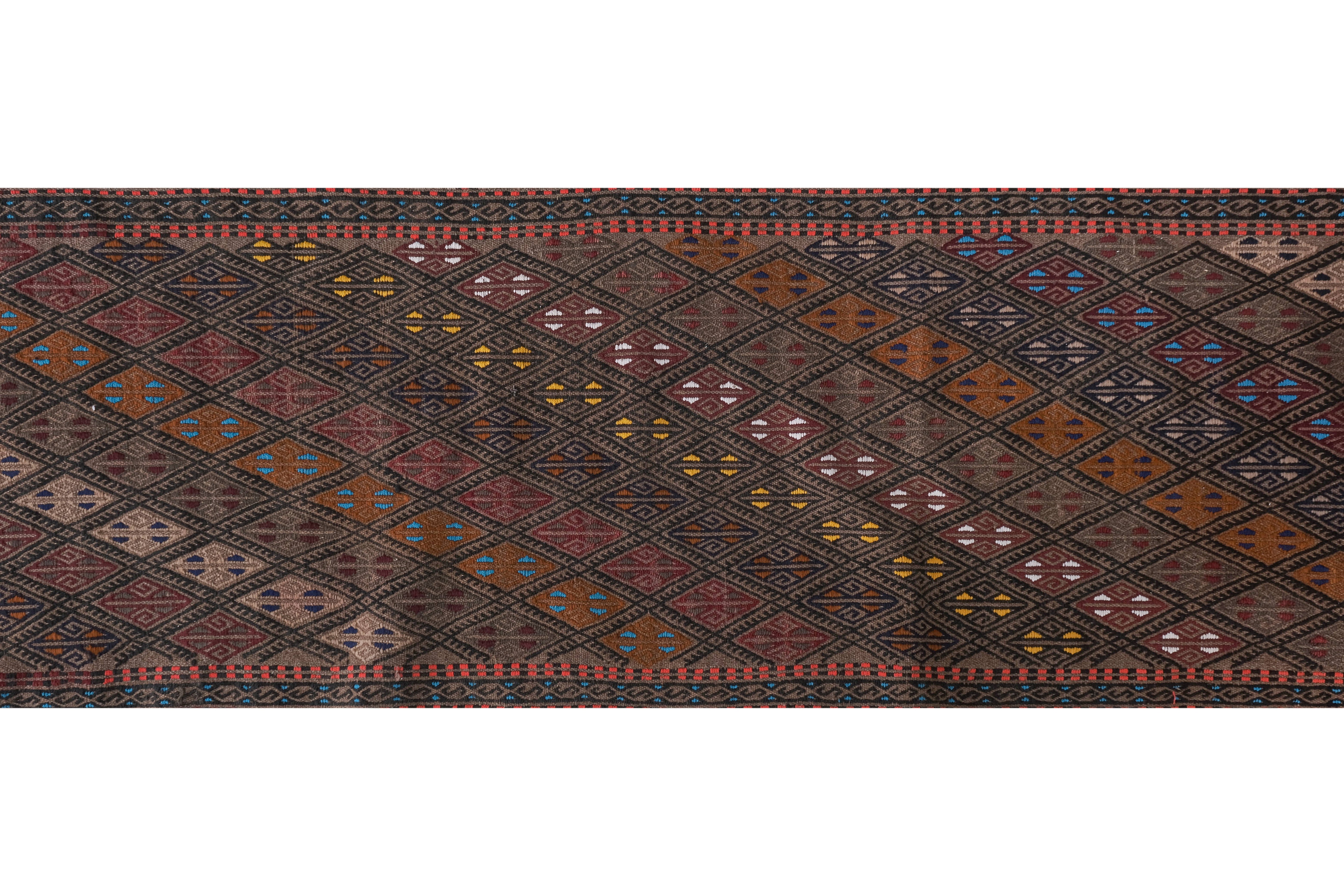 Vintage Turkish Kilim Runner 2'2'' x 16'1''